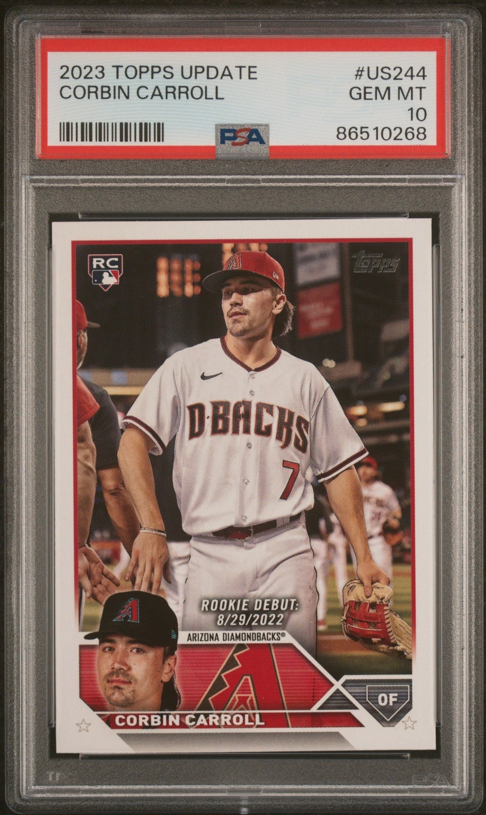 Graded 2023 Topps Update Corbin Carroll #US244 Rookie RC Card PSA 10 Graded 2023 Topps Update Corbin Carroll #US244 Rookie RC Card PSA 10
