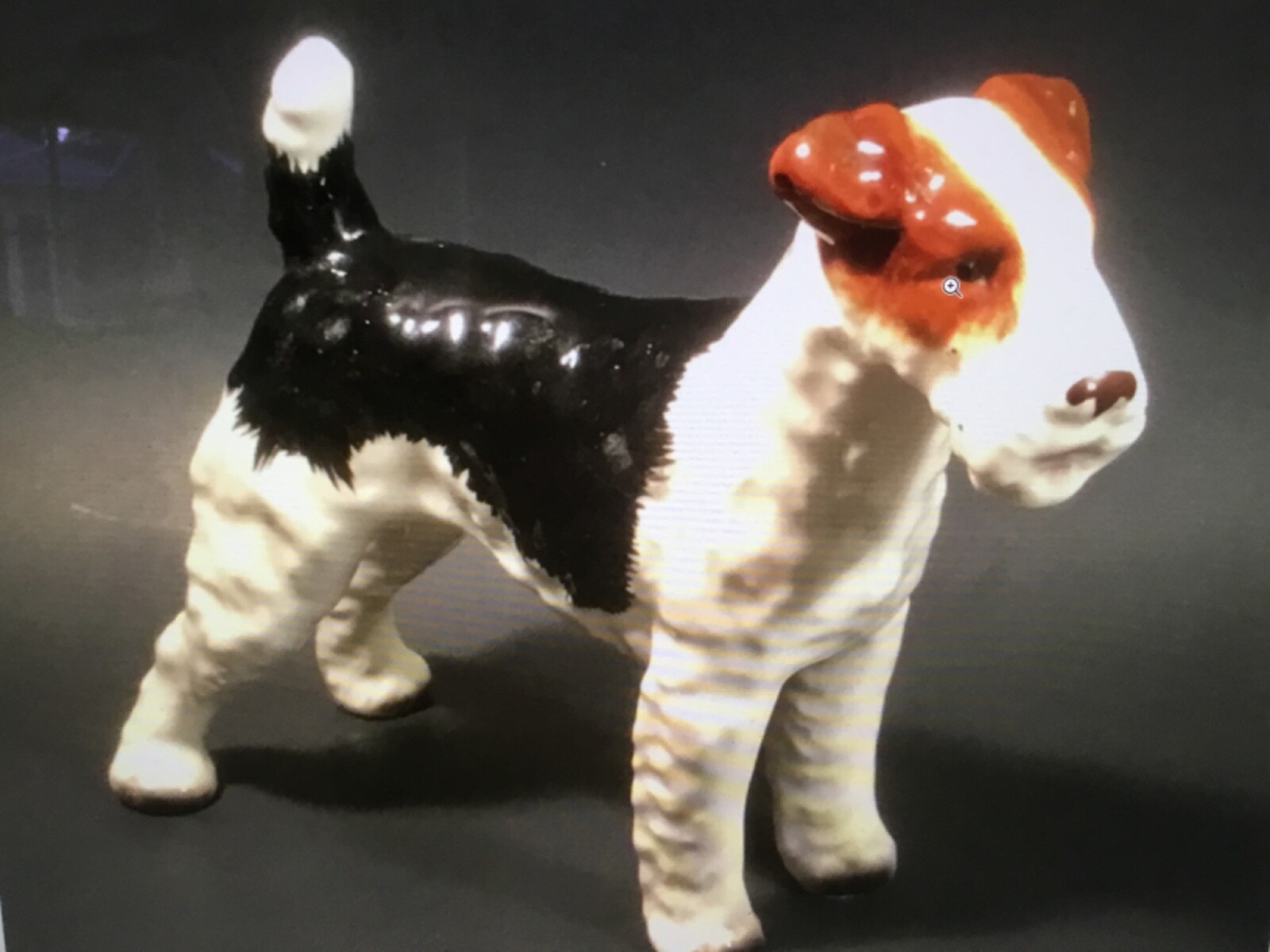 Vintage Majolica Wire Haired Fox Terrier Figurine c.1950s Japan Well Marked