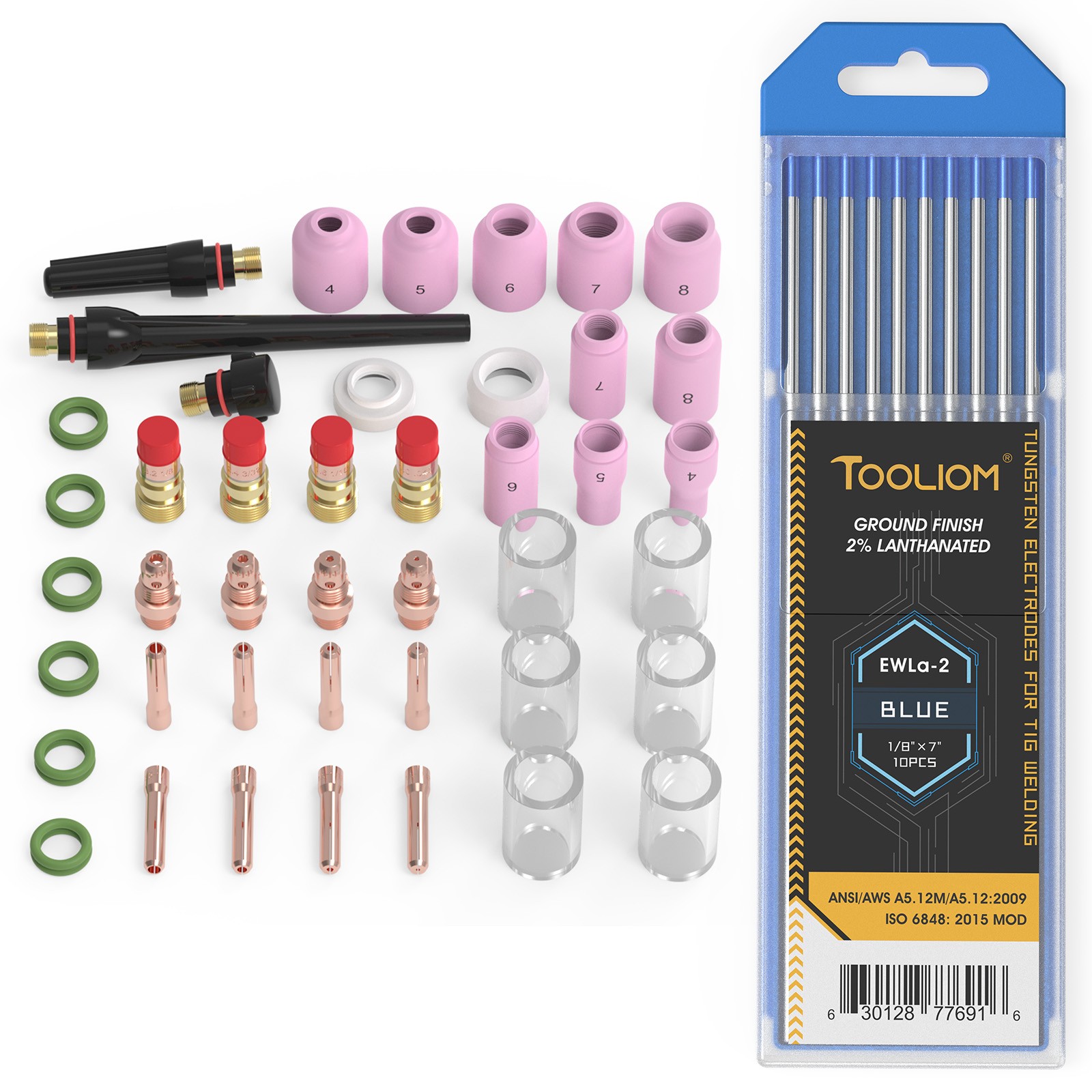 49Pcs TIG Welding Torch Stubby Gas Lens Glass Cup With 10 Pack Tig Tungsten 49Pcs TIG Welding Torch Stubby Gas Lens Glass Cup With 10 Pack Tig Tungsten