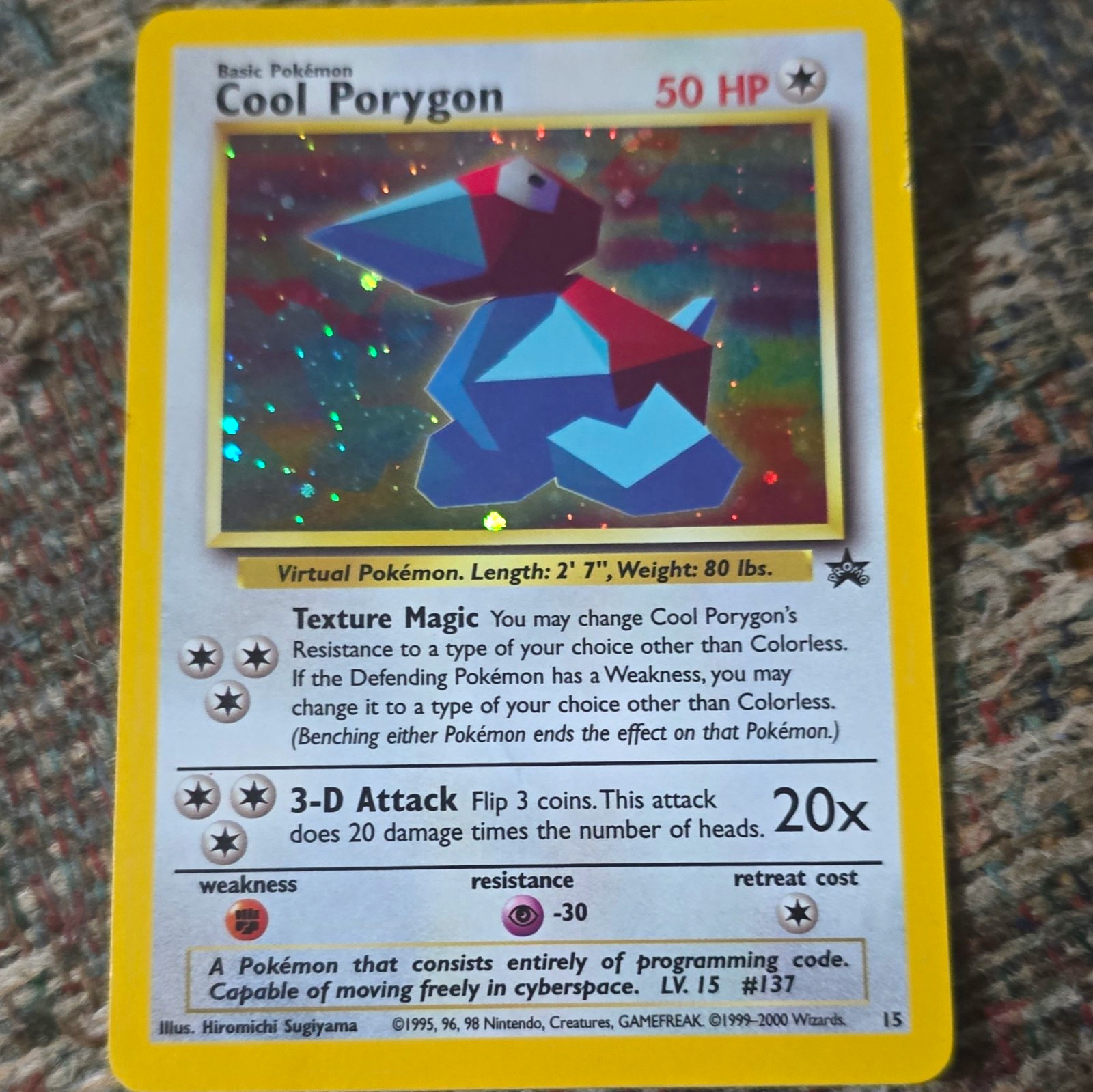 Wizards of the Coast Wotc Promo Cool Porygon 15/53 Holo Basic 50 HP English 2000 Wizards of the Coast Wotc Promo Cool Porygon 15/53 Holo Basic 50 HP English 2000