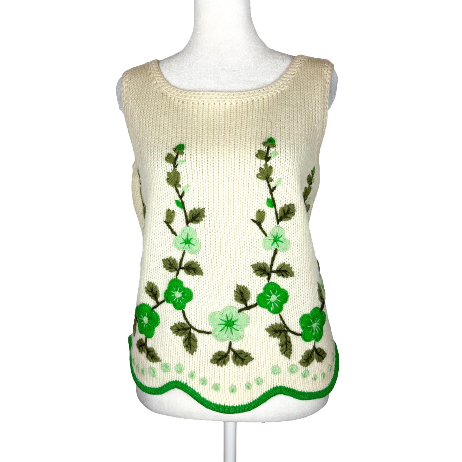 1960s 1970s Evan Picone Vintage Floral Print Knit Tank Top 