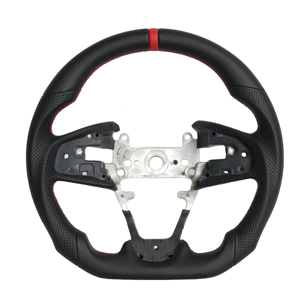 For 2016-2021 Honda 10th Civic Full Leather Sport Steering Wheel Red Stitching For 2016-2021 Honda 10th Civic Full Leather Sport Steering Wheel Red Stitching