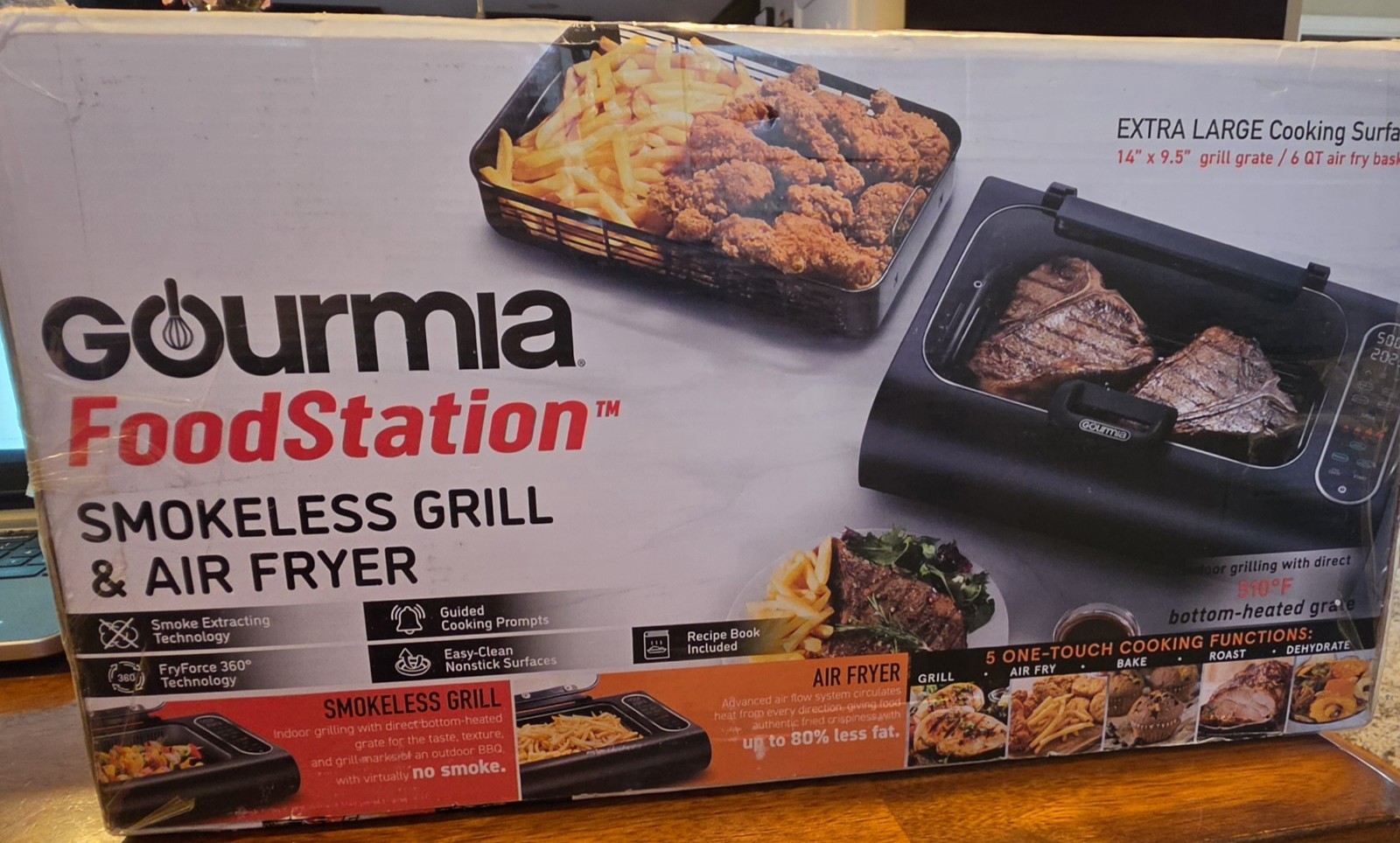 BRAND NEW Gourmia FoodStation 5-in-1 Smokeless Grill & Air Fryer 