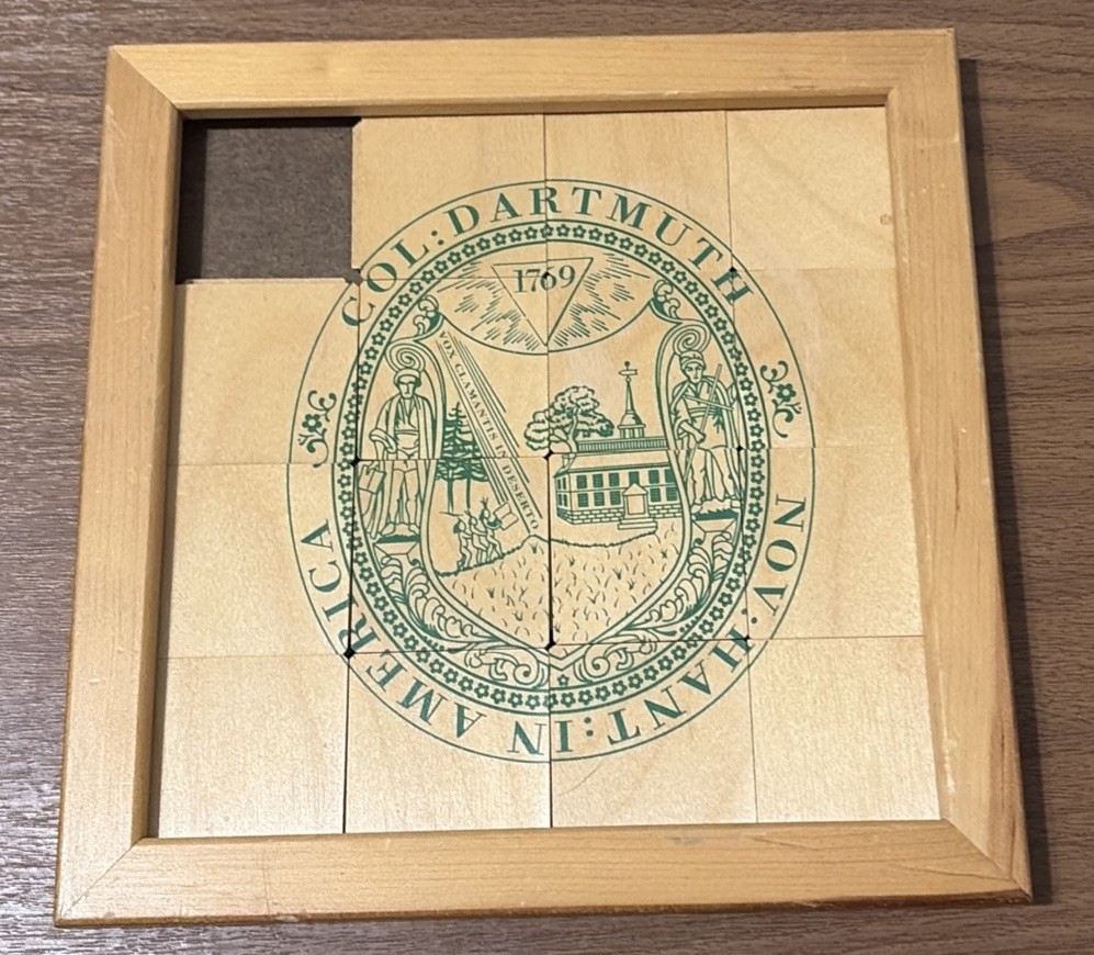 Vintage Dartmouth College Handmade Wooden Slider Puzzle – Acton MA Craftsmanship