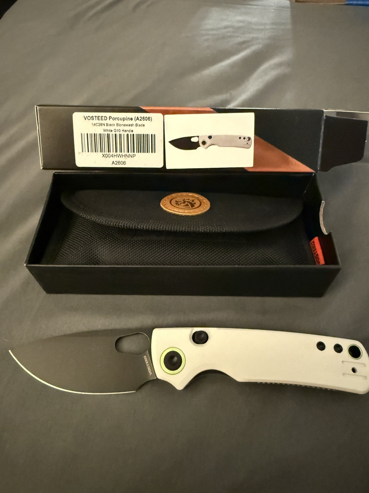 Vosteed Porcupine A2606 14C28N White G10 Scales Top Button Liner Lock Vosteed Porcupine A2606 14C28N White G10 Scales Top Button Liner Lock