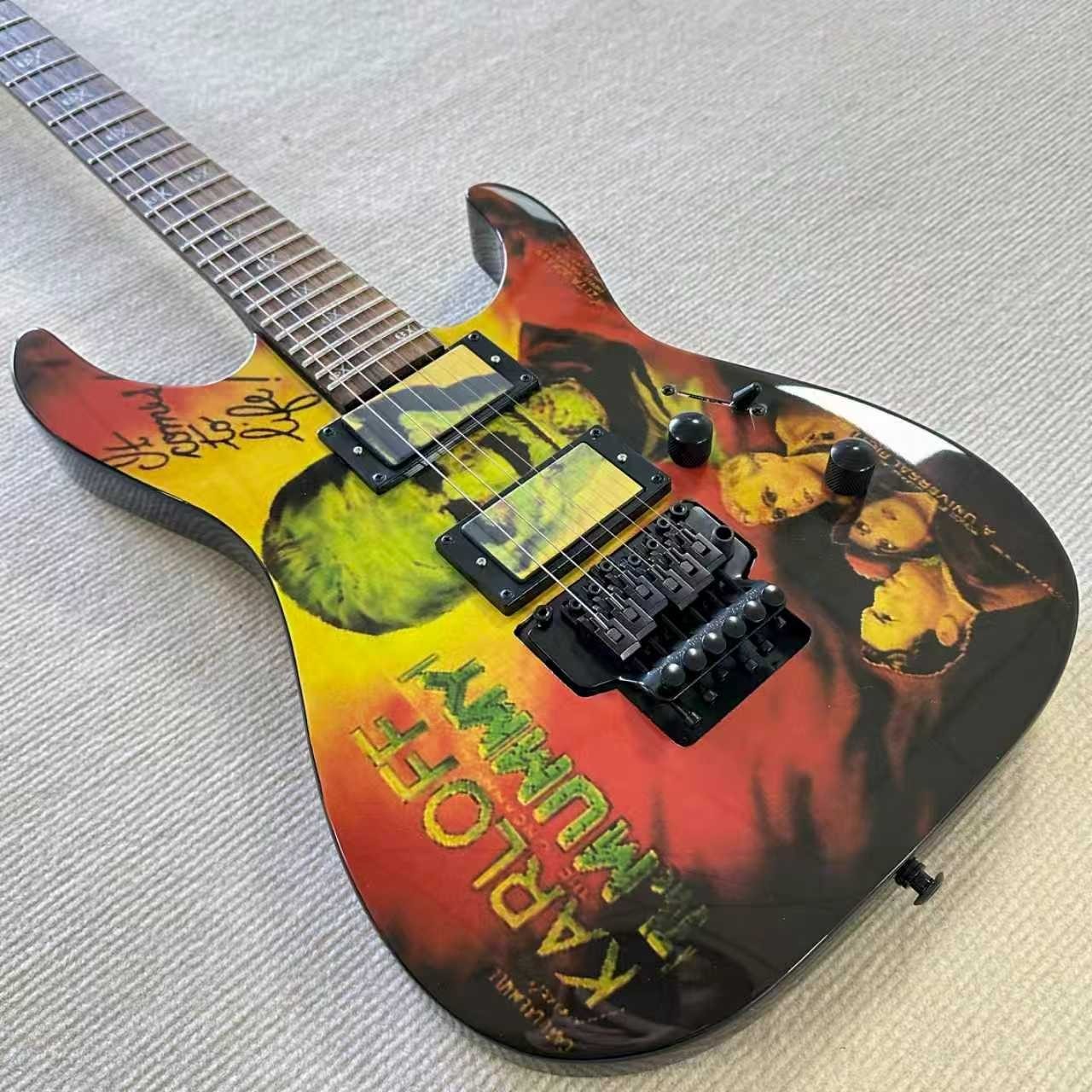 US Ship Kirk Hammett Signature Electric Guitar Karloff The Mummy Mahogany Body