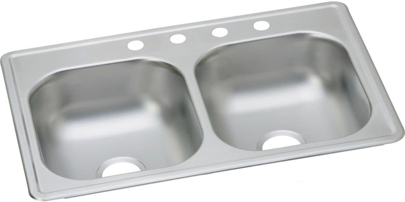 Elkay D233194 Dayton Equal Double Bowl Drop-in Stainless Steel Sink 33 x 19
