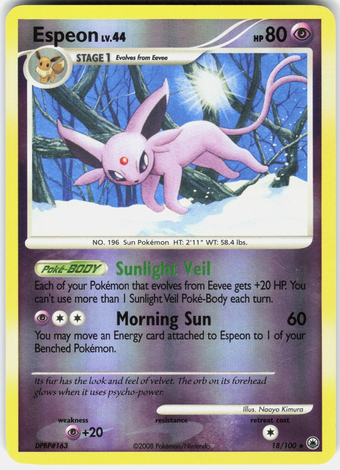 Pokemon Espeon 18/100 Rare Majestic Dawn Pokemon Reverse Holo Near Mint Pokemon Espeon 18/100 Rare Majestic Dawn Pokemon Reverse Holo Near Mint