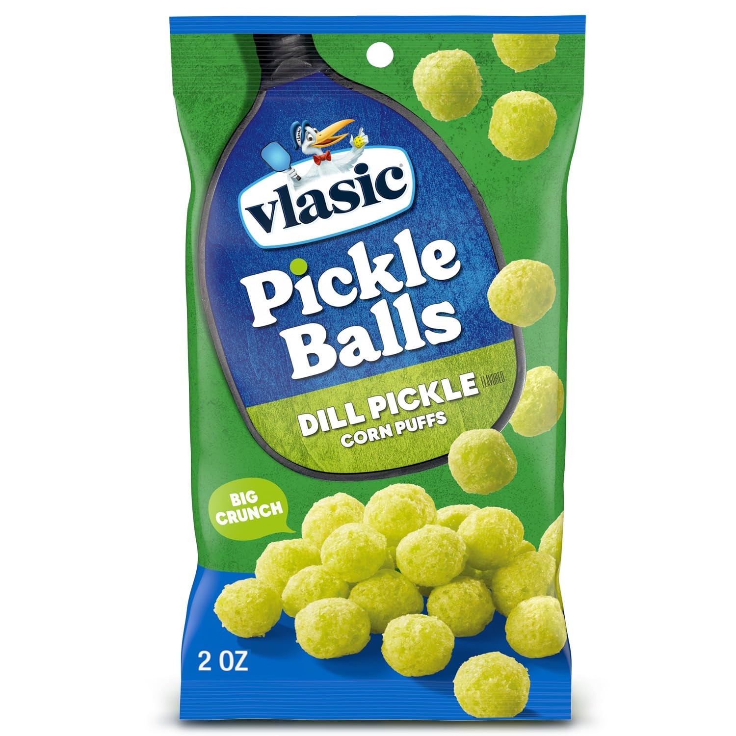 Vlasic Pickle Balls Dill Pickle Corn Puffs 2 oz Gluten Free Pickleball Gift Bag