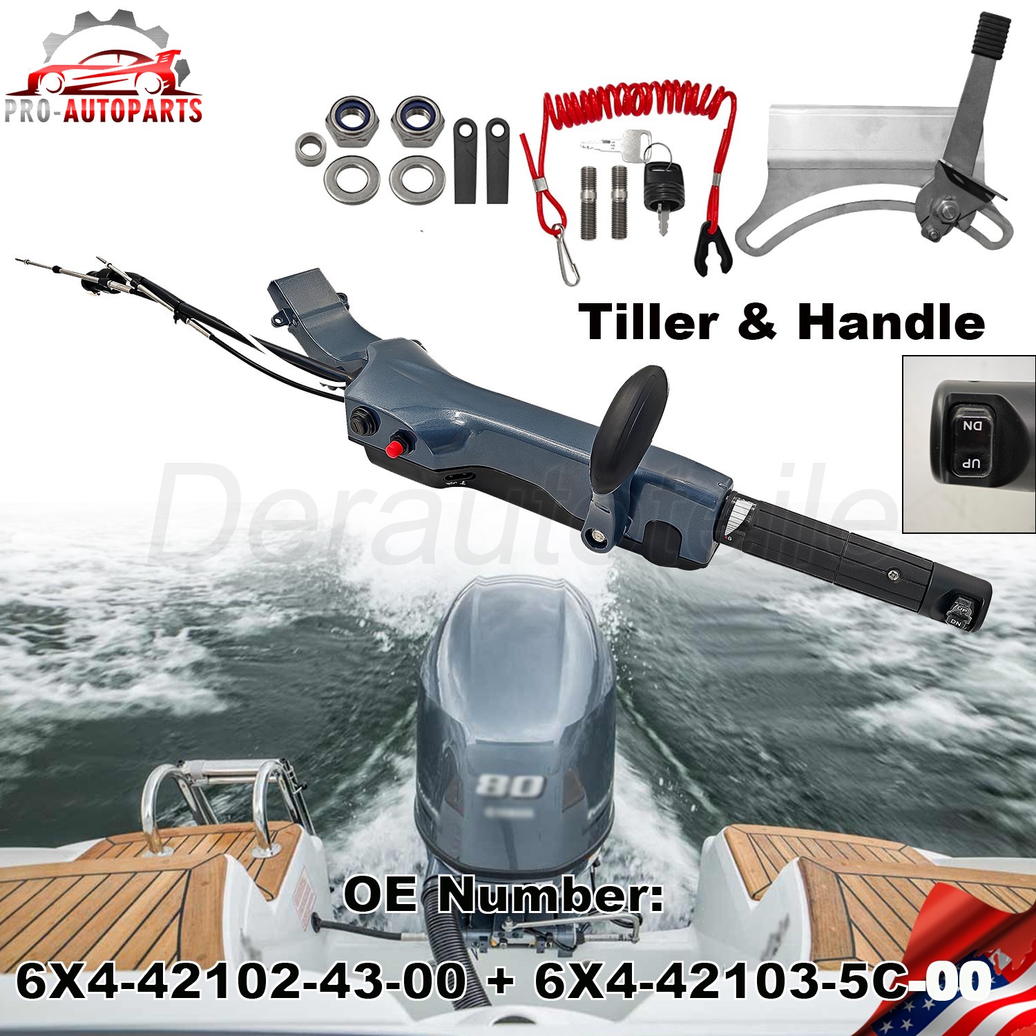 Fits Yamaha 80HP-115HP 4-Stroke Tiller Handle Fitting Assembly 6X4-42102-43-00 Fits Yamaha 80HP-115HP 4-Stroke Tiller Handle Fitting Assembly 6X4-42102-43-00
