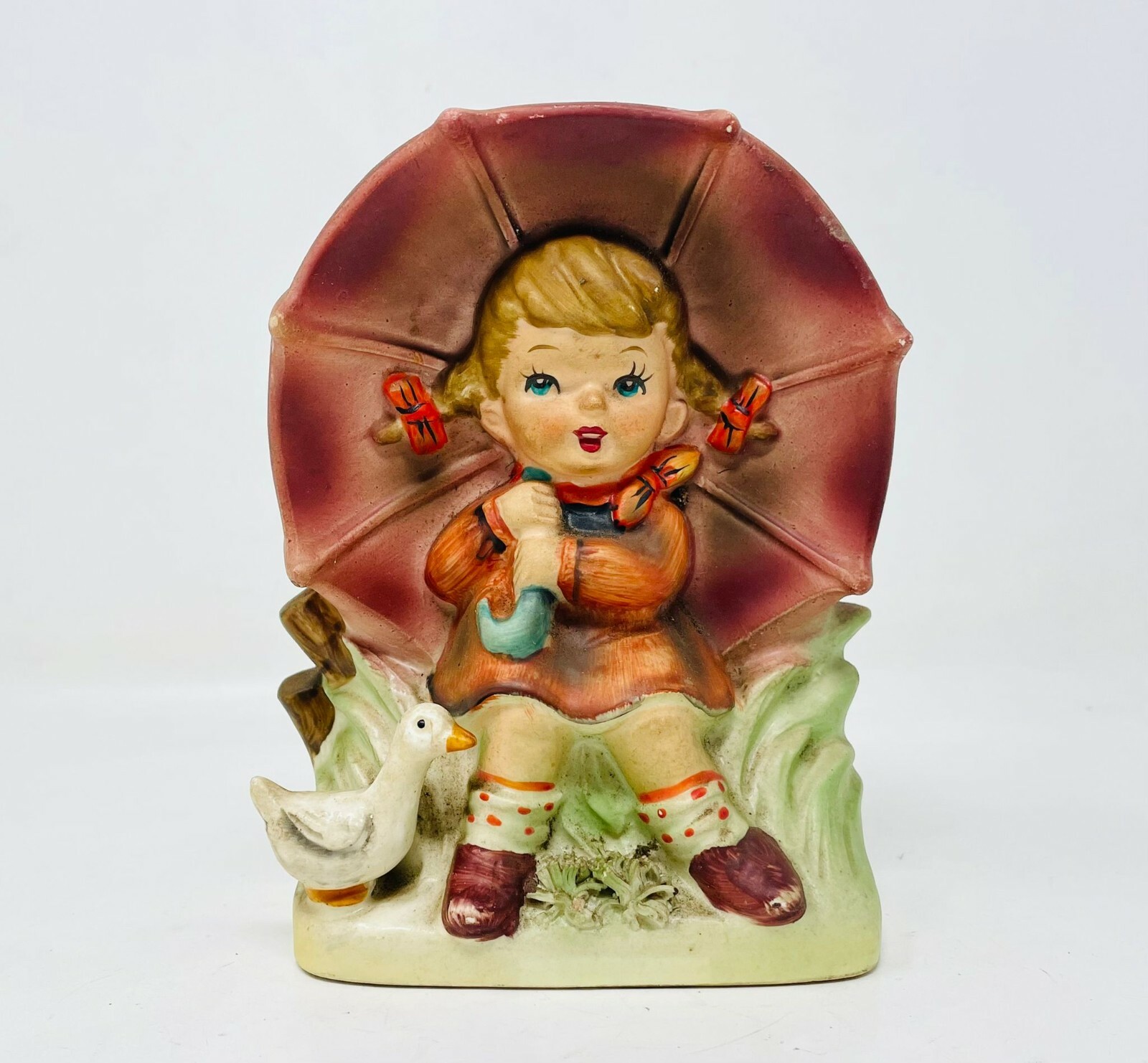 Vintage Ceramic Girl with Goose and Umbrella Rainy Day Piggy Bank 6 Vintage Ceramic Girl with Goose and Umbrella Rainy Day Piggy Bank 6