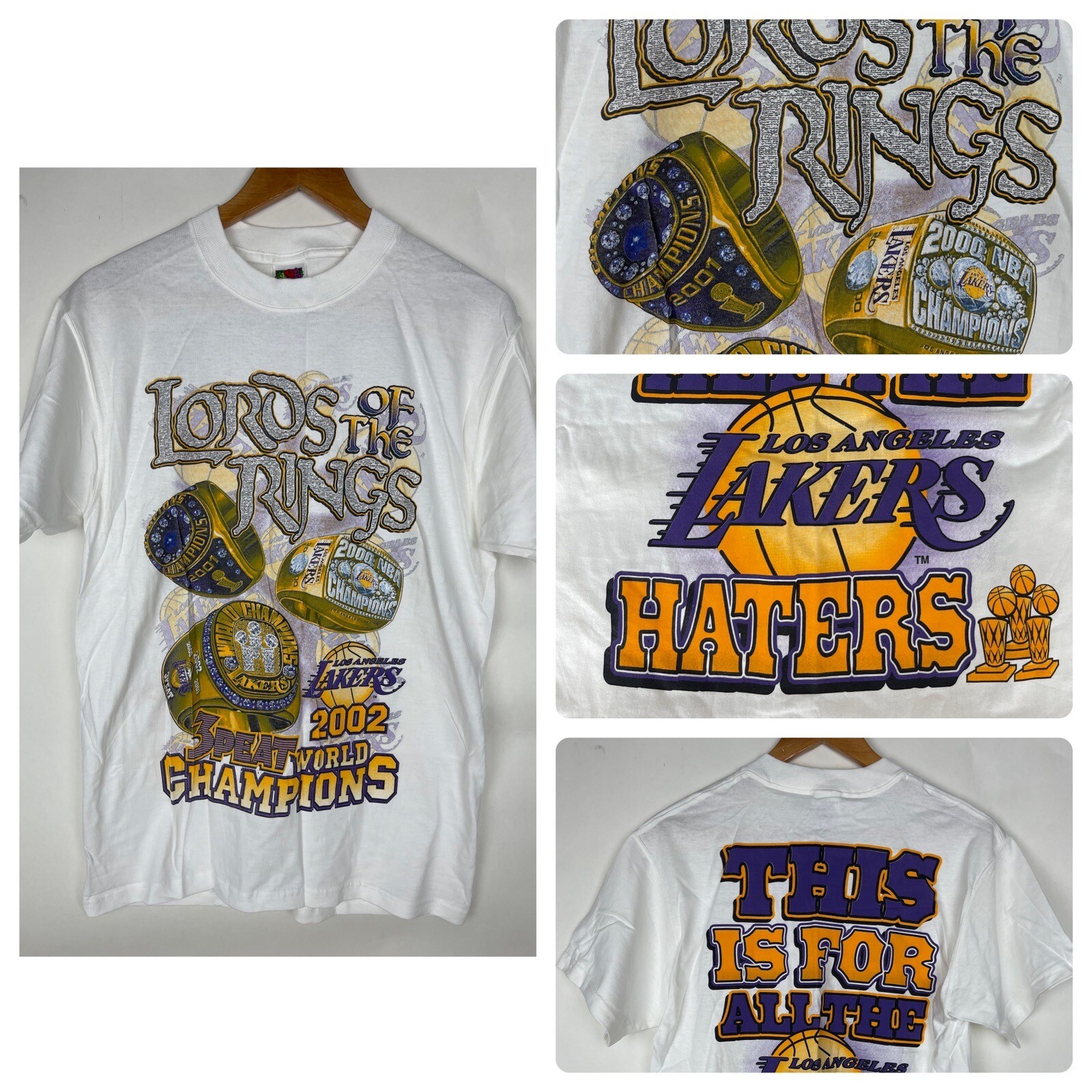 Vintage 2002 LA Los Angeles Lakers 3 Peat NBA World Champions Shirt Sz Medium Vintage 2002 LA Los Angeles Lakers 3 Peat NBA World Champions Shirt Sz Medium