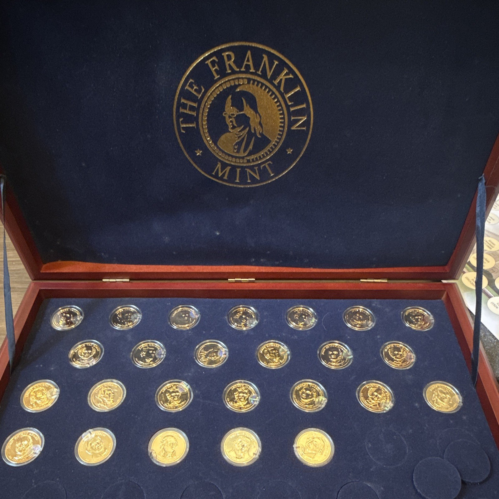 Franklin Mint Presidential $1 Coin Collection 25 Coins Partial Set Display Case