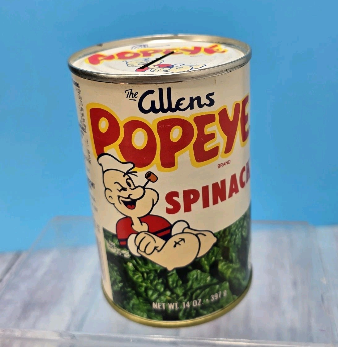 Vtg Popeye The Sailor Spinach Can Advertising Bank Nos Allen\'s Canning Vtg Popeye The Sailor Spinach Can Advertising Bank Nos Allen\'s Canning