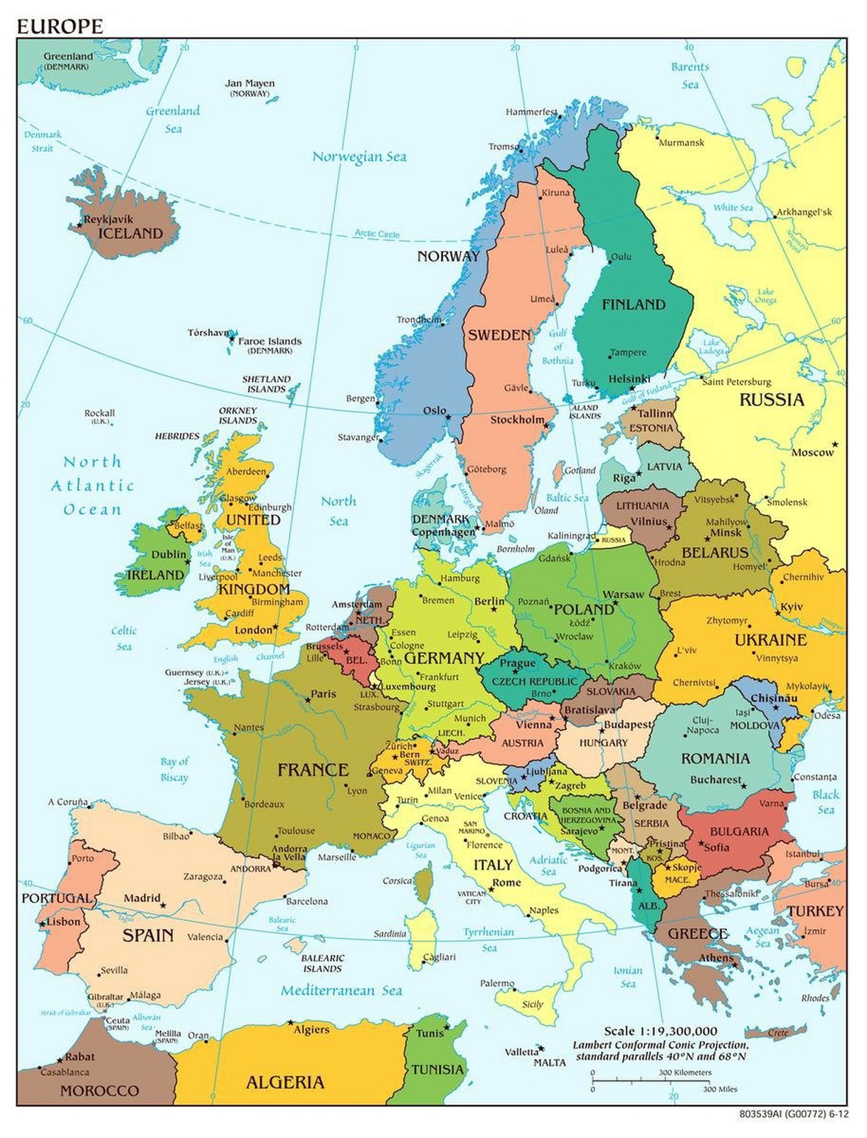 Iconic Arts Laminated 24x31 Poster: Political Map - Map of Europe 2012 Iconic Arts Laminated 24x31 Poster: Political Map - Map of Europe 2012