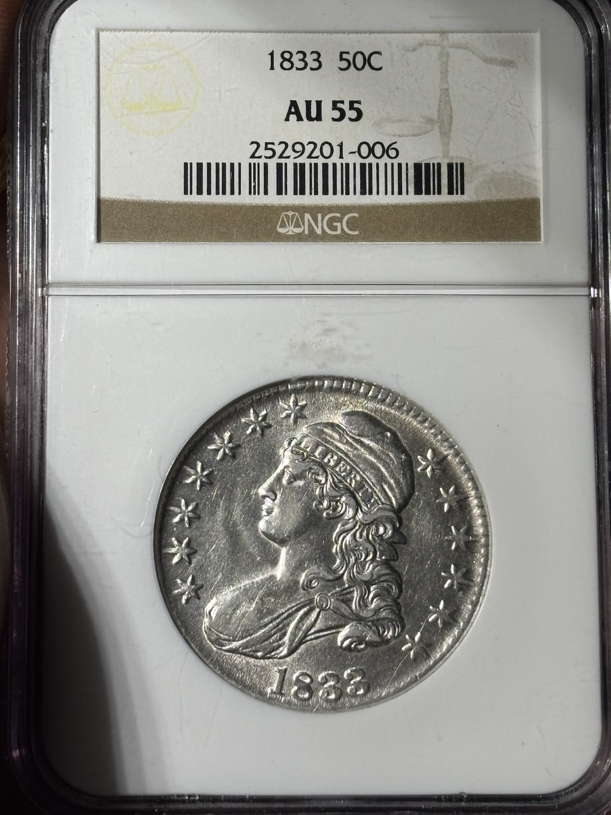 1833 50c NGC AU-55 Capped Bust Half Dollar 1833 50c NGC AU-55 Capped Bust Half Dollar