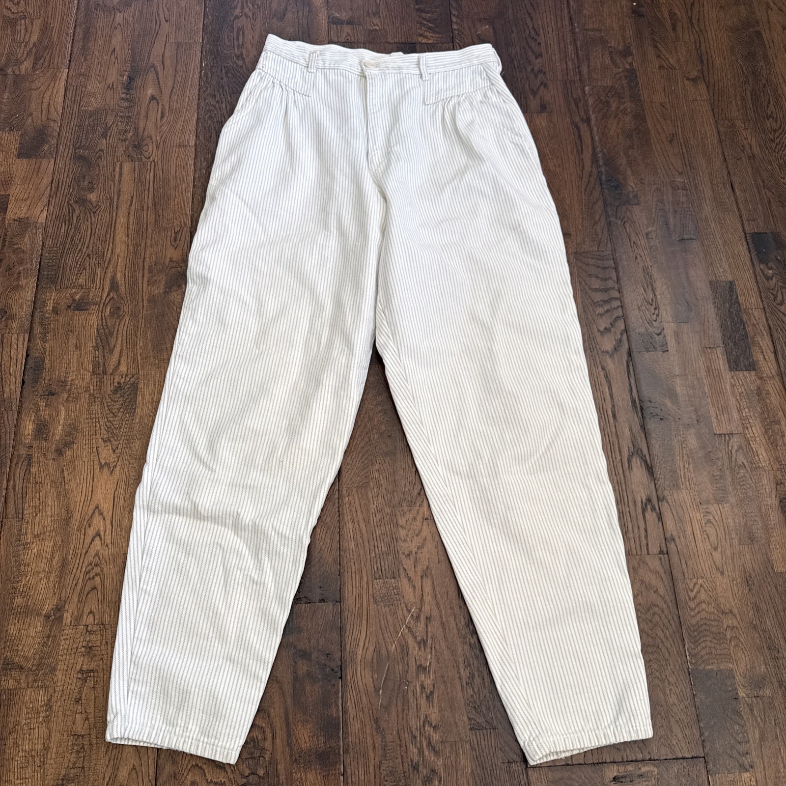 Vintage Stan Ray Women’s Beige White Striped Pants 29x30 USA Made Riverside Tool