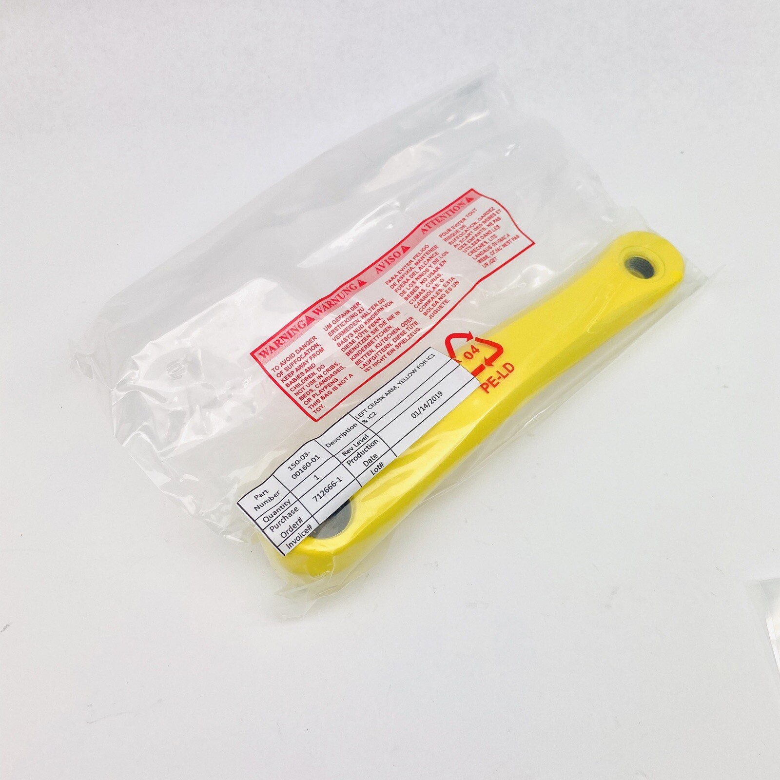 150-03-00161-01 RIGHT CRANK ARM YELLOW FOR IC1 & IC2 TW 150-03-00161-01 RIGHT CRANK ARM YELLOW FOR IC1 & IC2 TW