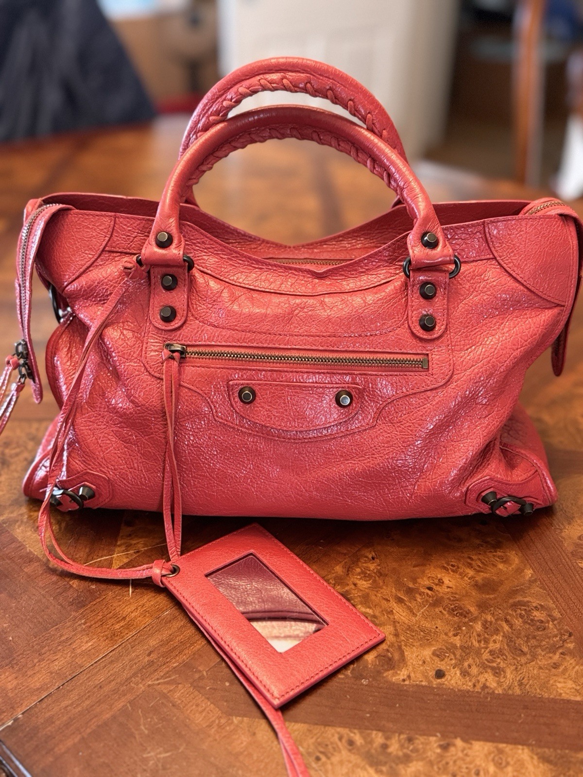 Balenciaga The City 2 Way - Red Orange Leather Shoulder Bag - Rare Color Find