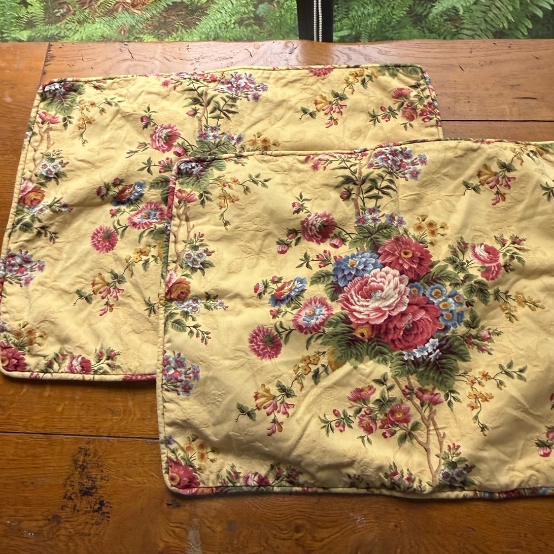 Vintage Waverly Standard Vintage Yellow Floral Adriana Shams | Set of 2