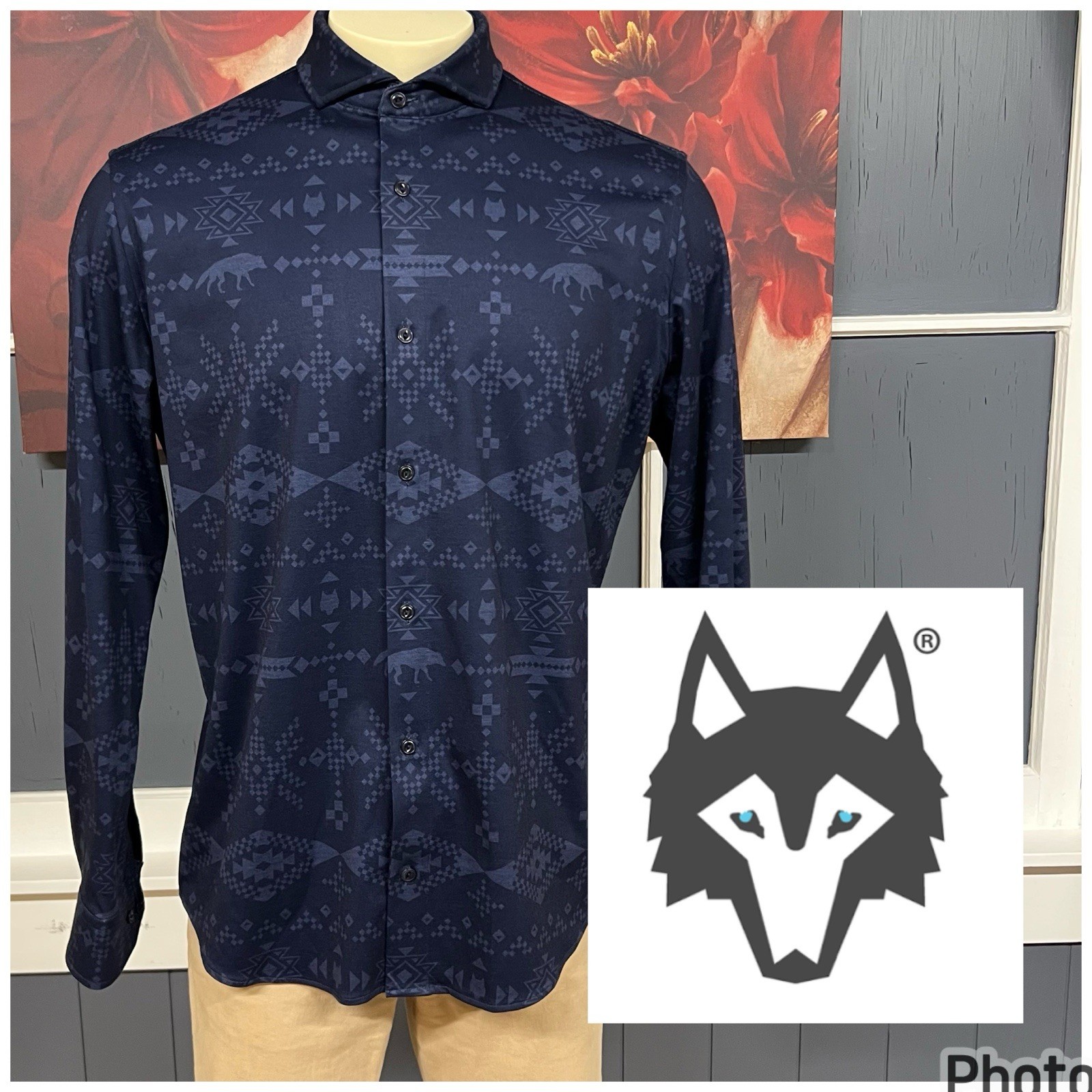 Greyson Woodward Grand Teton Button Up Shirt Mens Large Long Sleeve Navy Stretch Greyson Woodward Grand Teton Button Up Shirt Mens Large Long Sleeve Navy Stretch