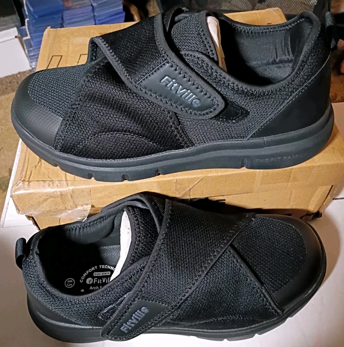 FitVille EasyTop Men\'s Diabetic Shoes V5 Jet Black, Size US 9.5ew New In Box FitVille EasyTop Men\'s Diabetic Shoes V5 Jet Black, Size US 9.5ew New In Box