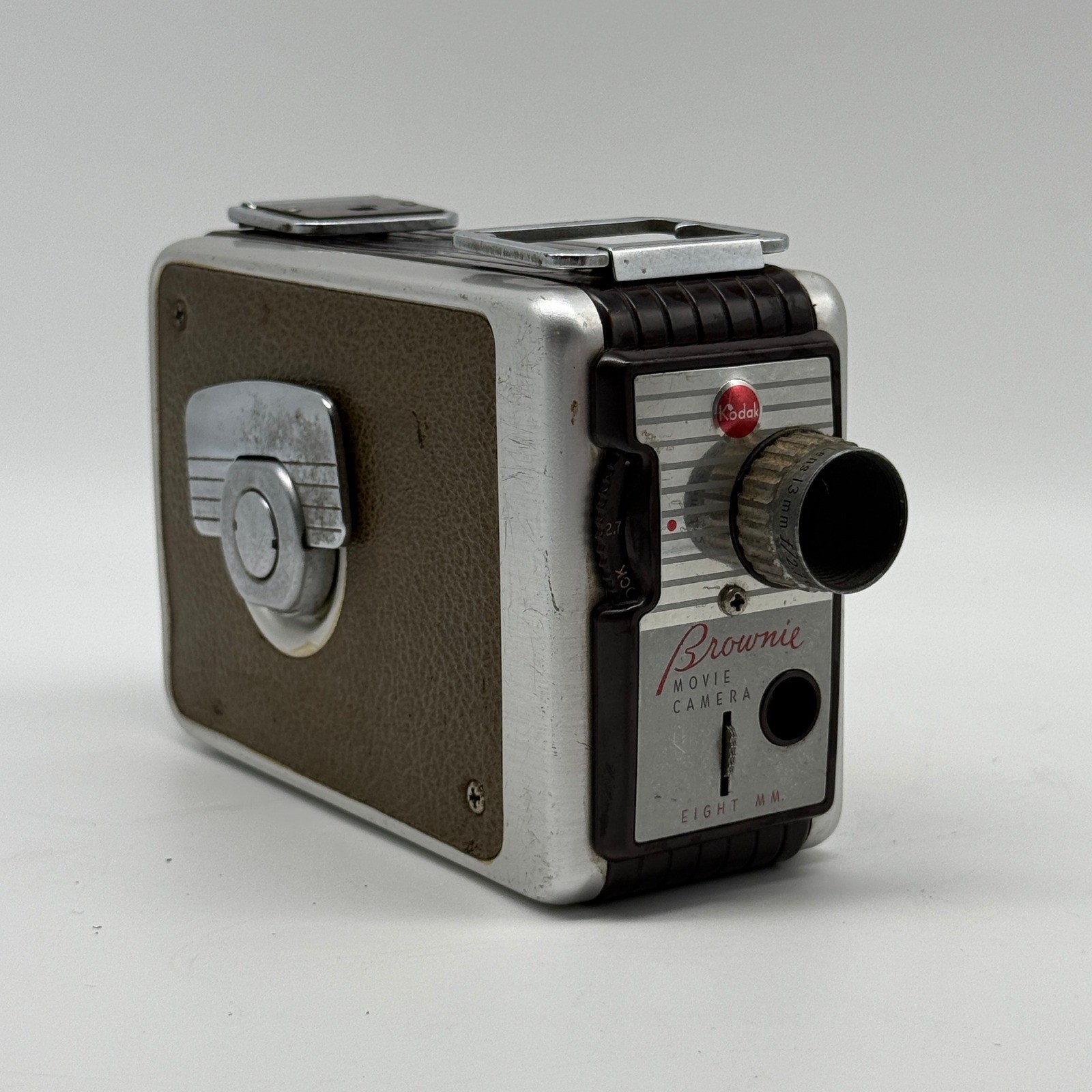 Vintage Kodak Brownie Movie Camera Eight MM Silver Brown 8mm Decor MCM