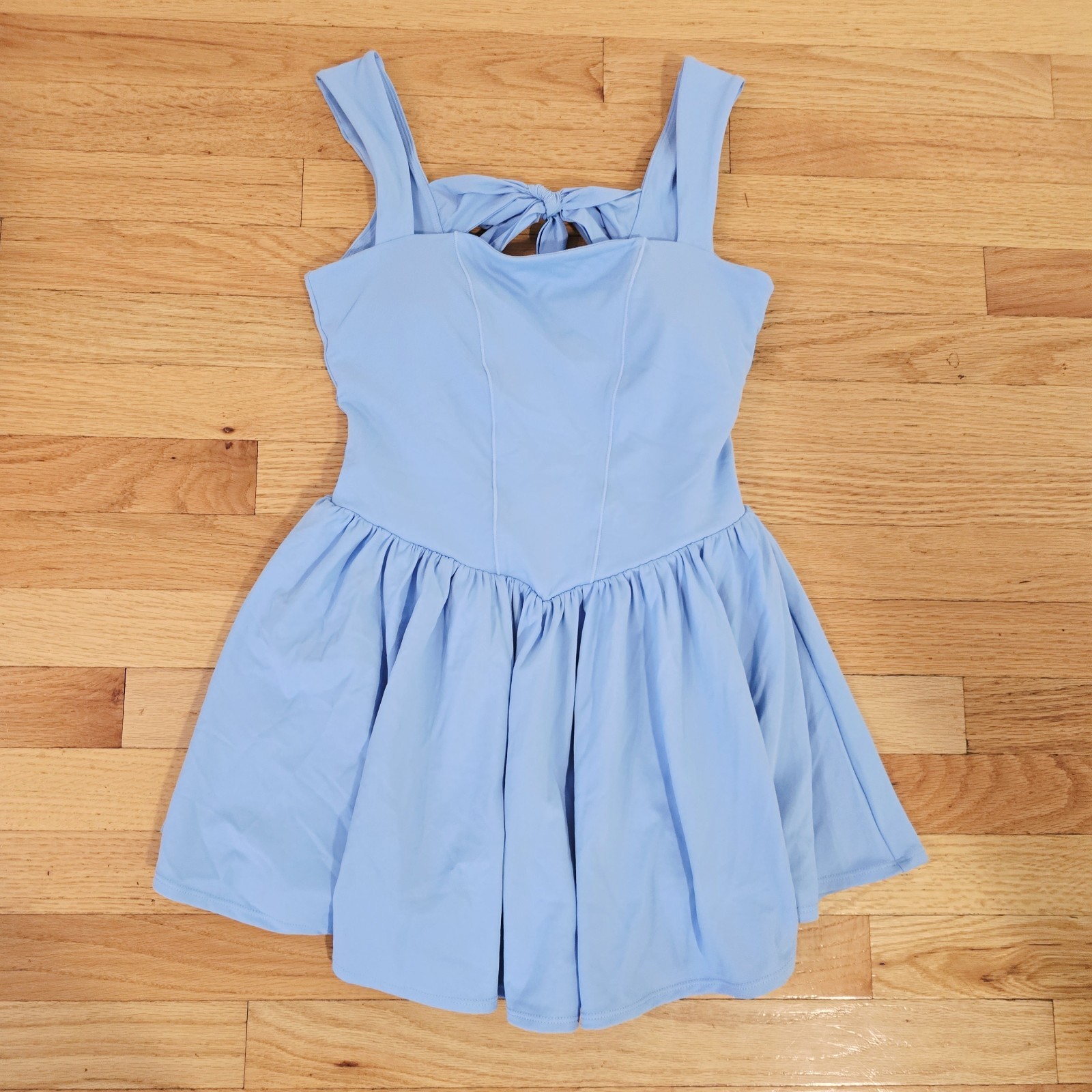 Blogilates Women\'s Mommy & Me Princess Bow Back Dress - Blue Size Medium NWT