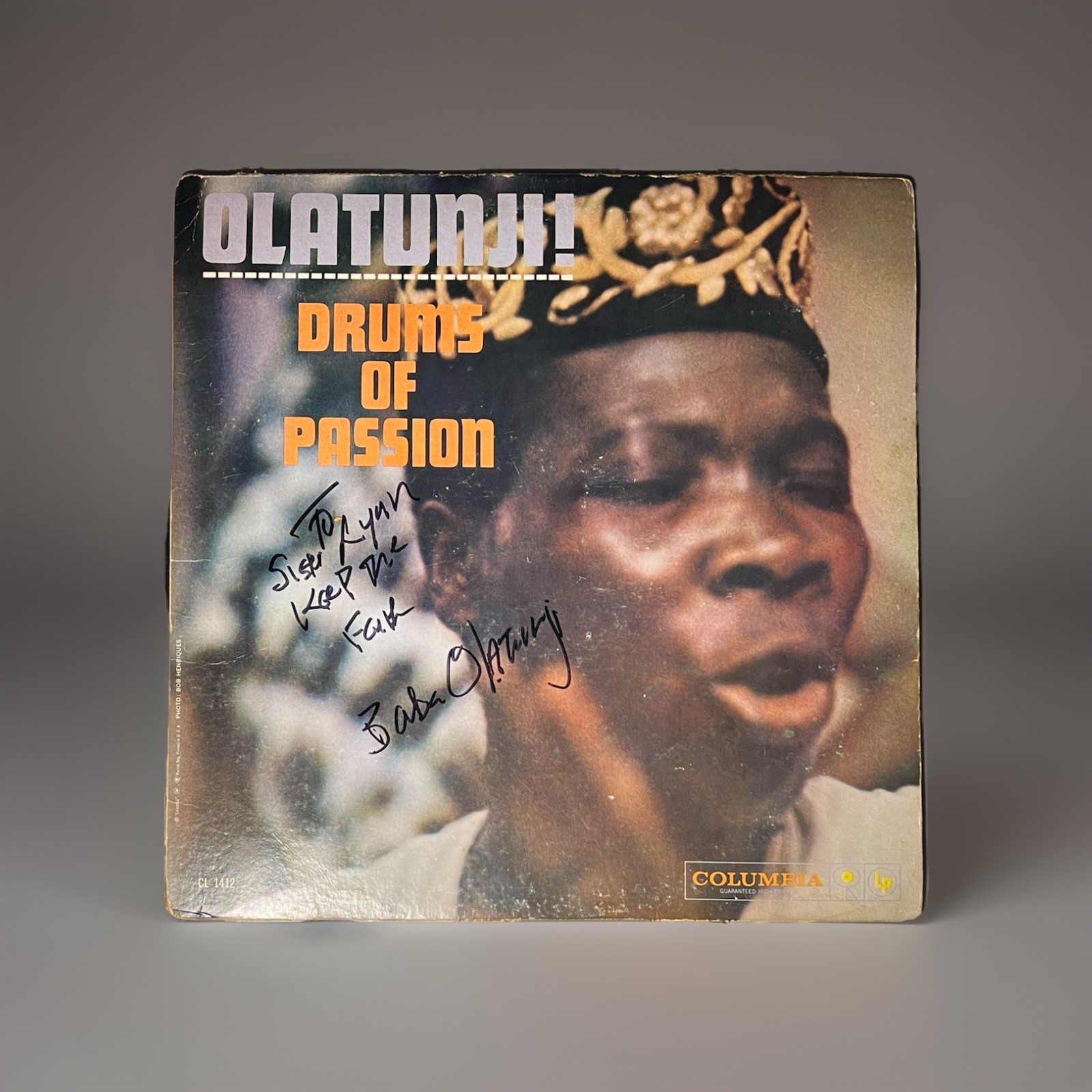 Babatunde Olatunji Signed “Drums of Passion” LP Columbia 1959 Six-Eye Jazz
