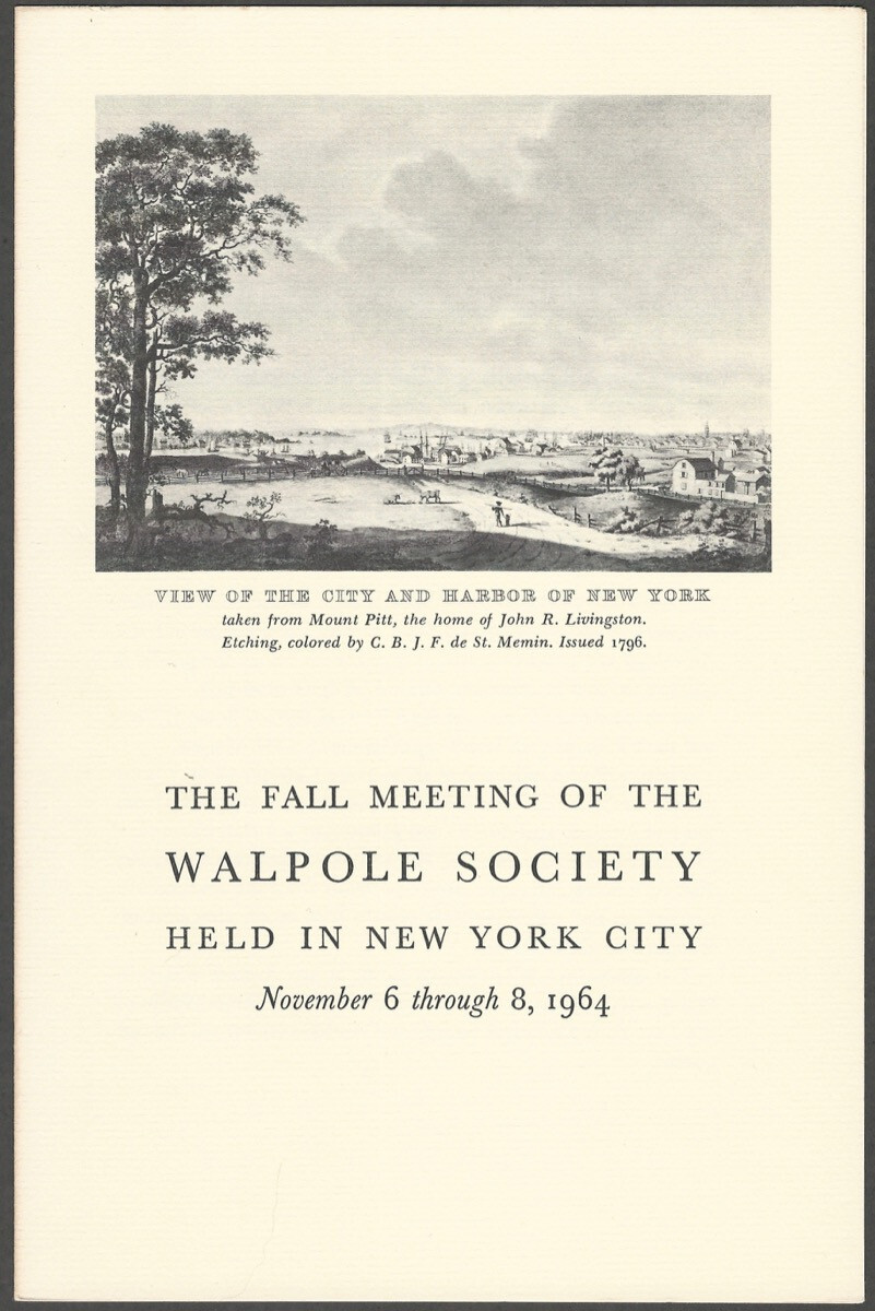 American Antique Collectors Walpole Society Fall Meeting 1964 New York Invite