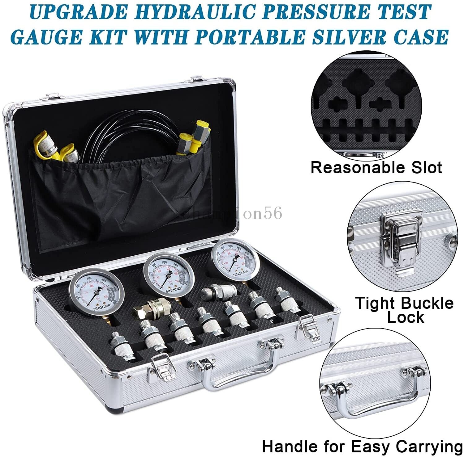 Hydraulic Pressure Test Kit, Hydraulic Pressure Gauge Set for CAT Komatsu John D