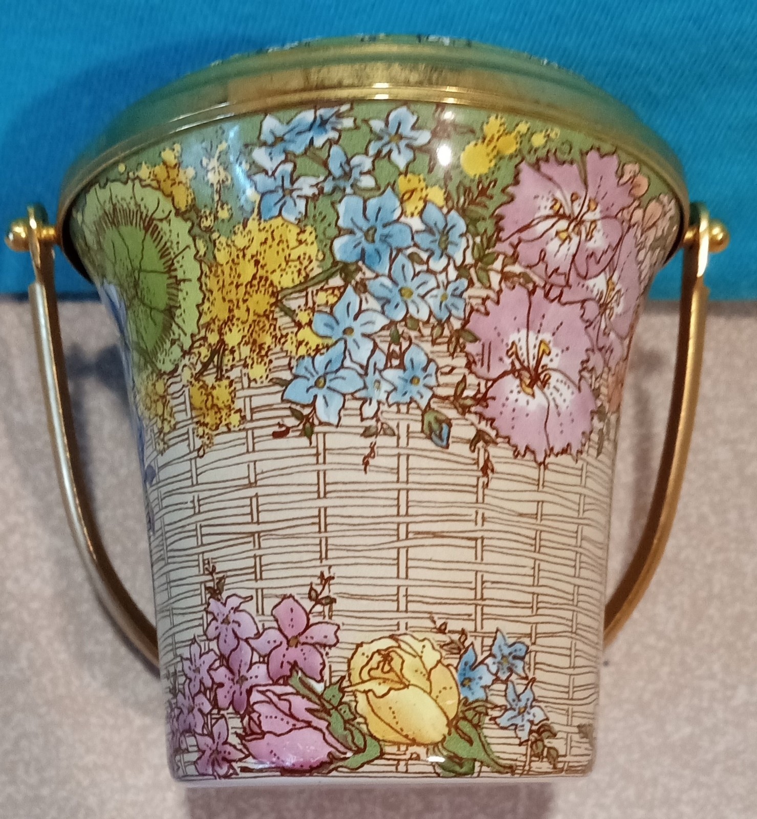 HALCYON DAYS ENAMEL  POTPOURRI TRINKET JAR BASKET England
