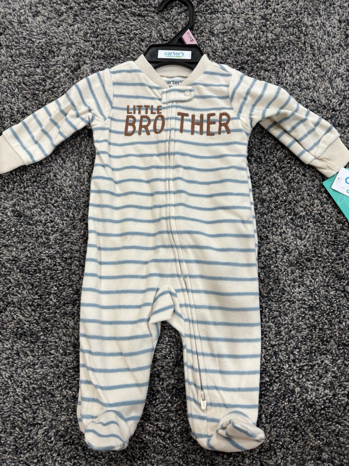 Carter's Child of Mine 0-3M Fleece Footed Sleeper 2-Way Zip Striped Carter's Child of Mine 0-3M Fleece Footed Sleeper 2-Way Zip Striped