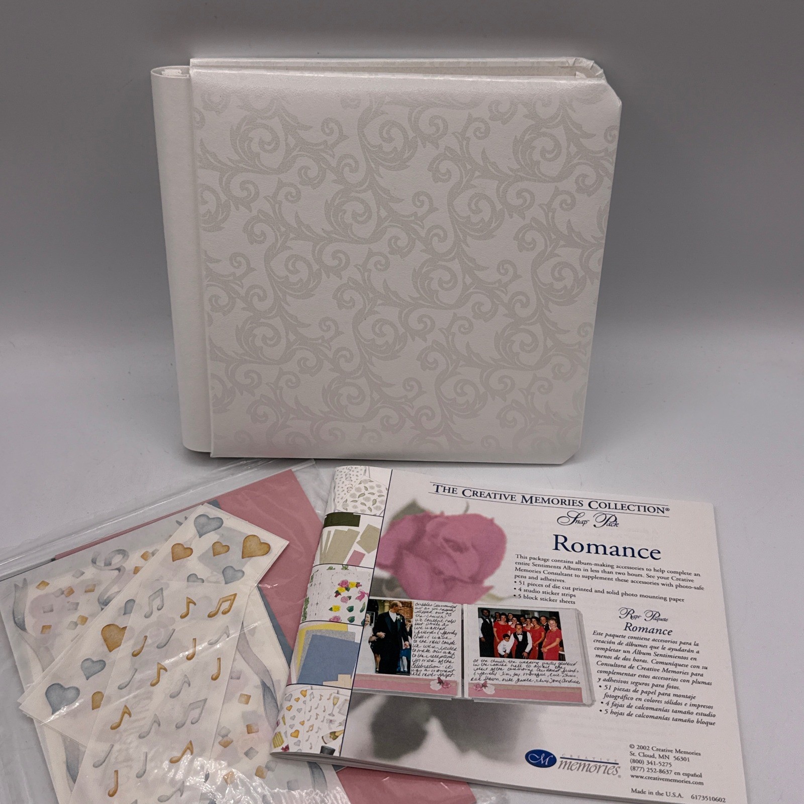 Creative Memories Romance Scrapbook Album Kit White Damask Wedding