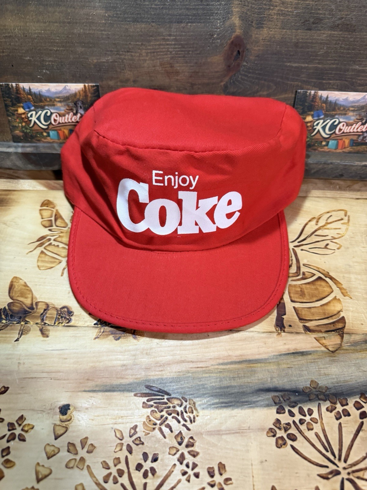 Vintage Coca Cola Enjoy Coke Red Cycling Painter Cap Hat Made Taiwan NWOT
