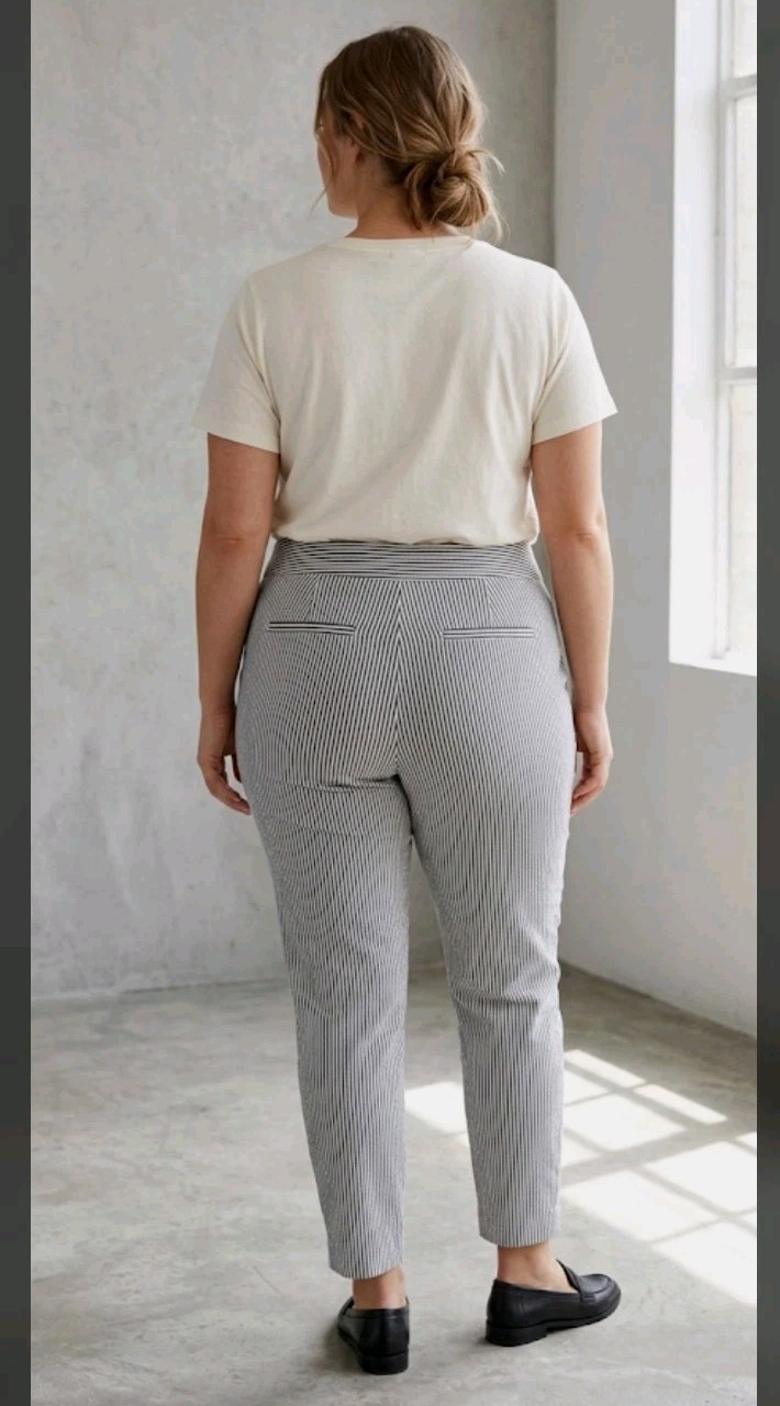 NWT Massini Seersucker Ponte Ankle Pants Wmens 1X striped Pull On #7777 NWT Massini Seersucker Ponte Ankle Pants Wmens 1X striped Pull On #7777