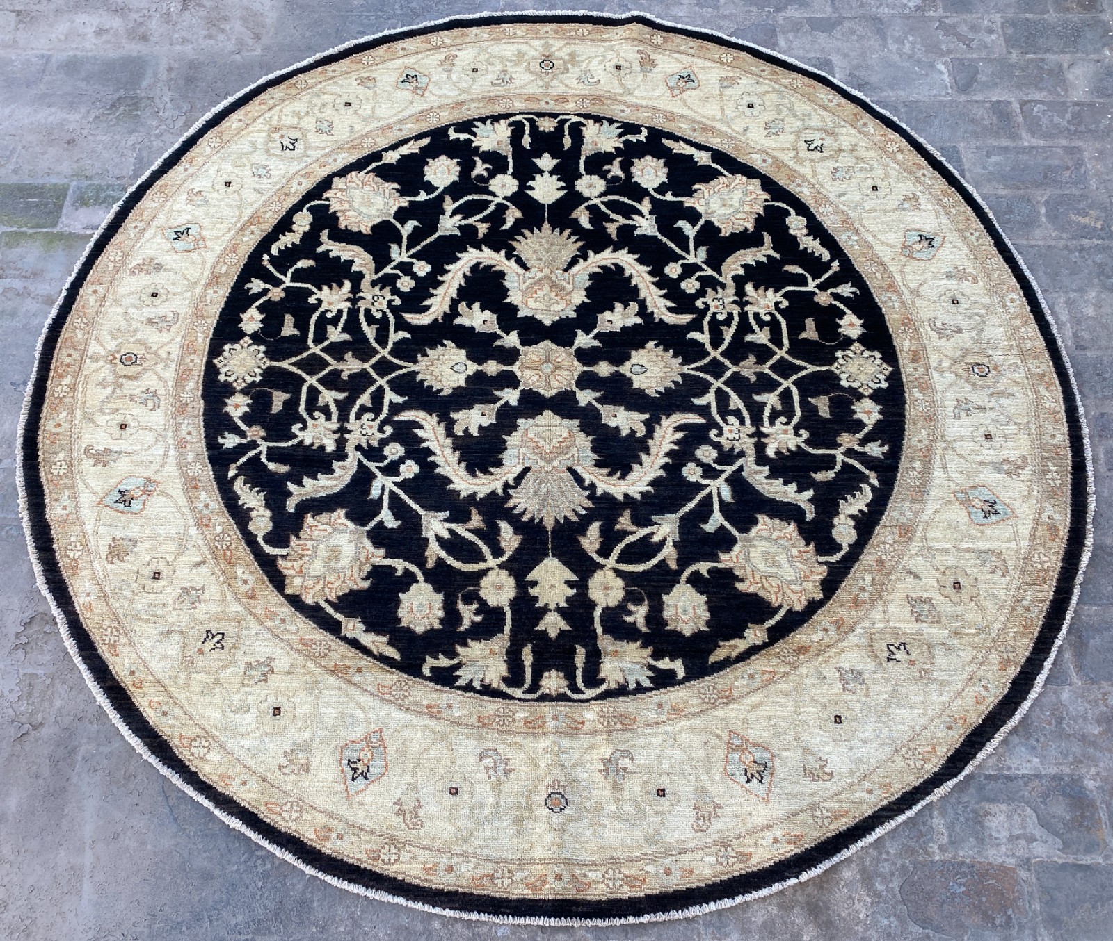 6x6 ft Oriental Hand Knotted Black Ziegler Turkish Traditional Afghan Wool Rug