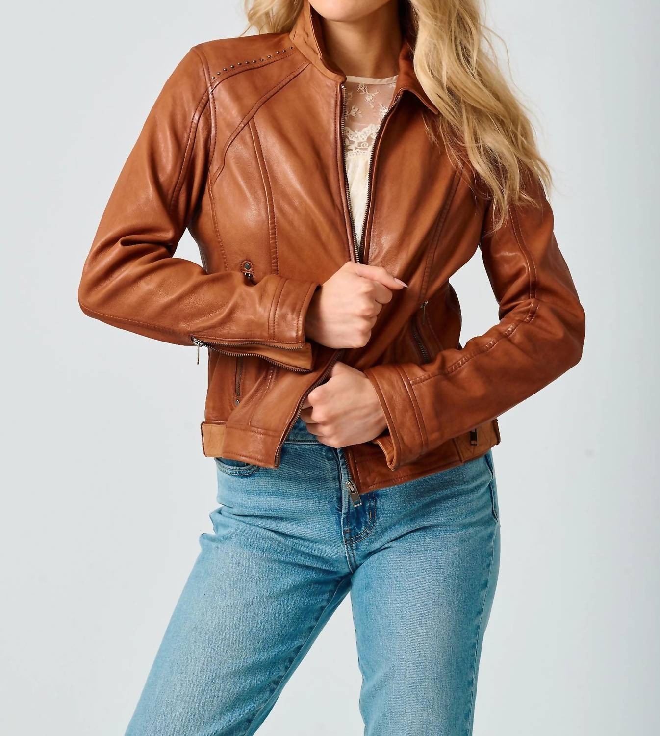 Mauritius Sunny 2 Regular Fit Leather Jacket Size 7/8 Mauritius Sunny 2 Regular Fit Leather Jacket Size 7/8