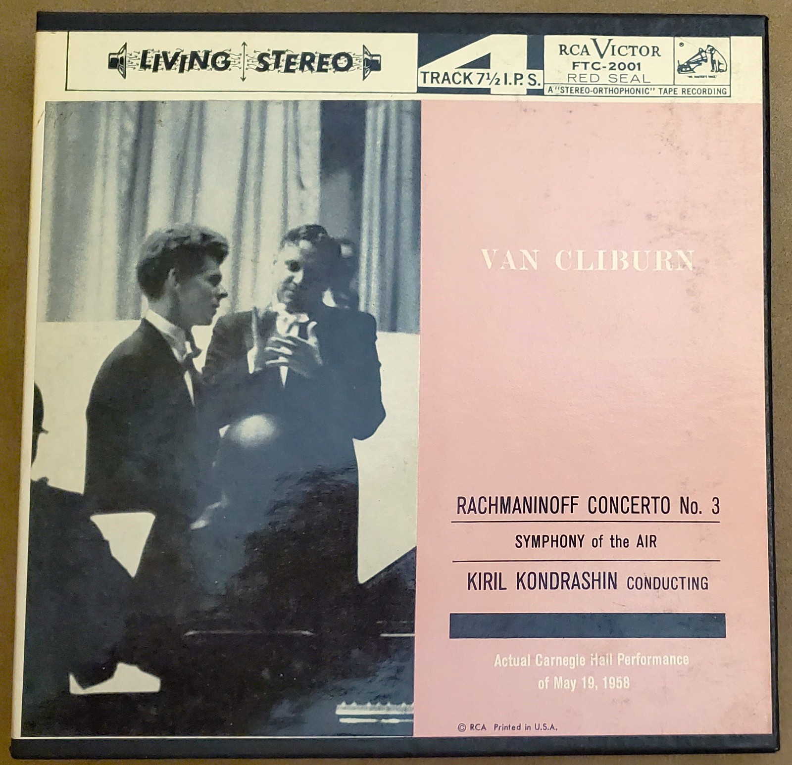 Van Cliburn/Kondrashin RACHMANINOFF Concerto No.3 - RCA Reel Tape 7.5IP FTC-2001