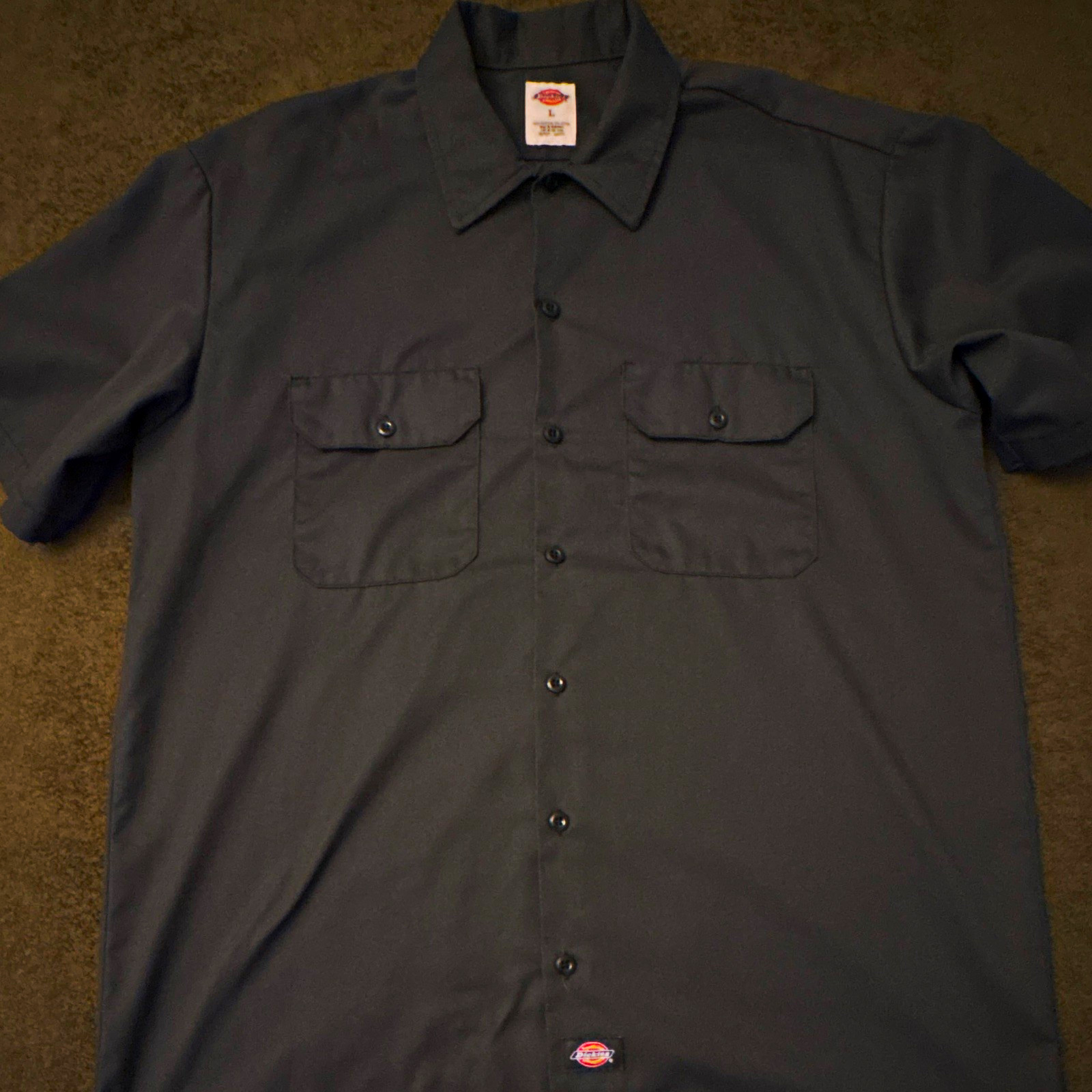 Dickies Men's Gray L Short Sleeve Button-Front Work Shirt 1574 Dark Green L