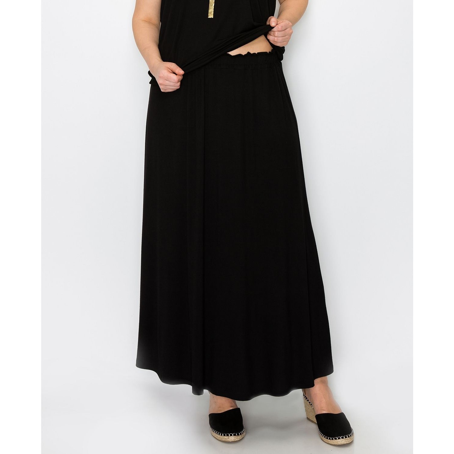 COIN 1804 Elastic Waist Black Maxi Skirt NWT Plus Size 2X COIN 1804 Elastic Waist Black Maxi Skirt NWT Plus Size 2X