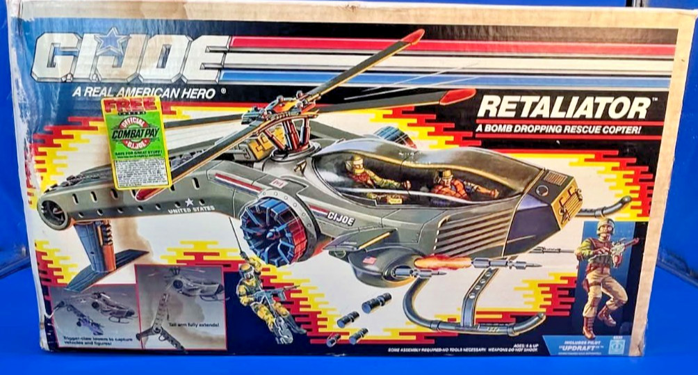 VINTAGE HASBRO GI JOE ARAH 1990 RETALIATOR HELICOPTER MIB MINT COMPLETE
