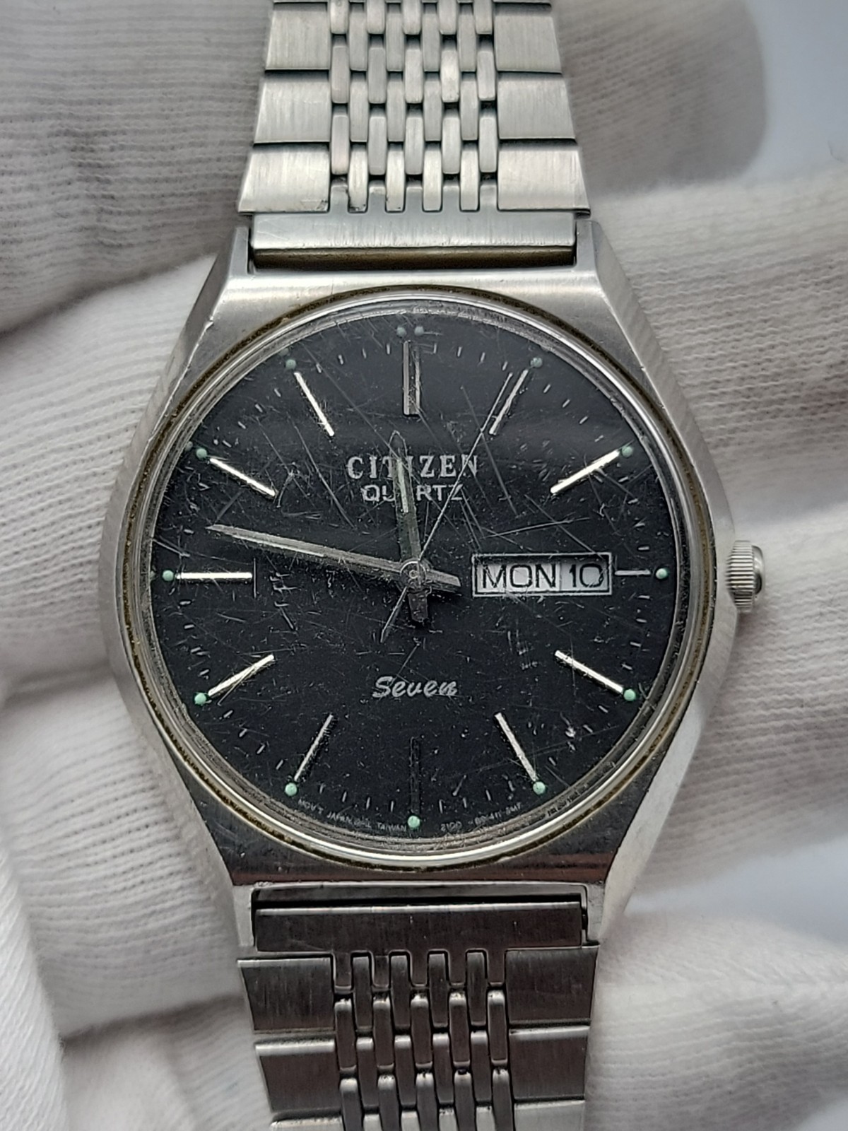 VTG Citizen Seven Watch 35mm Date Display Stainless Steel Band 5.75