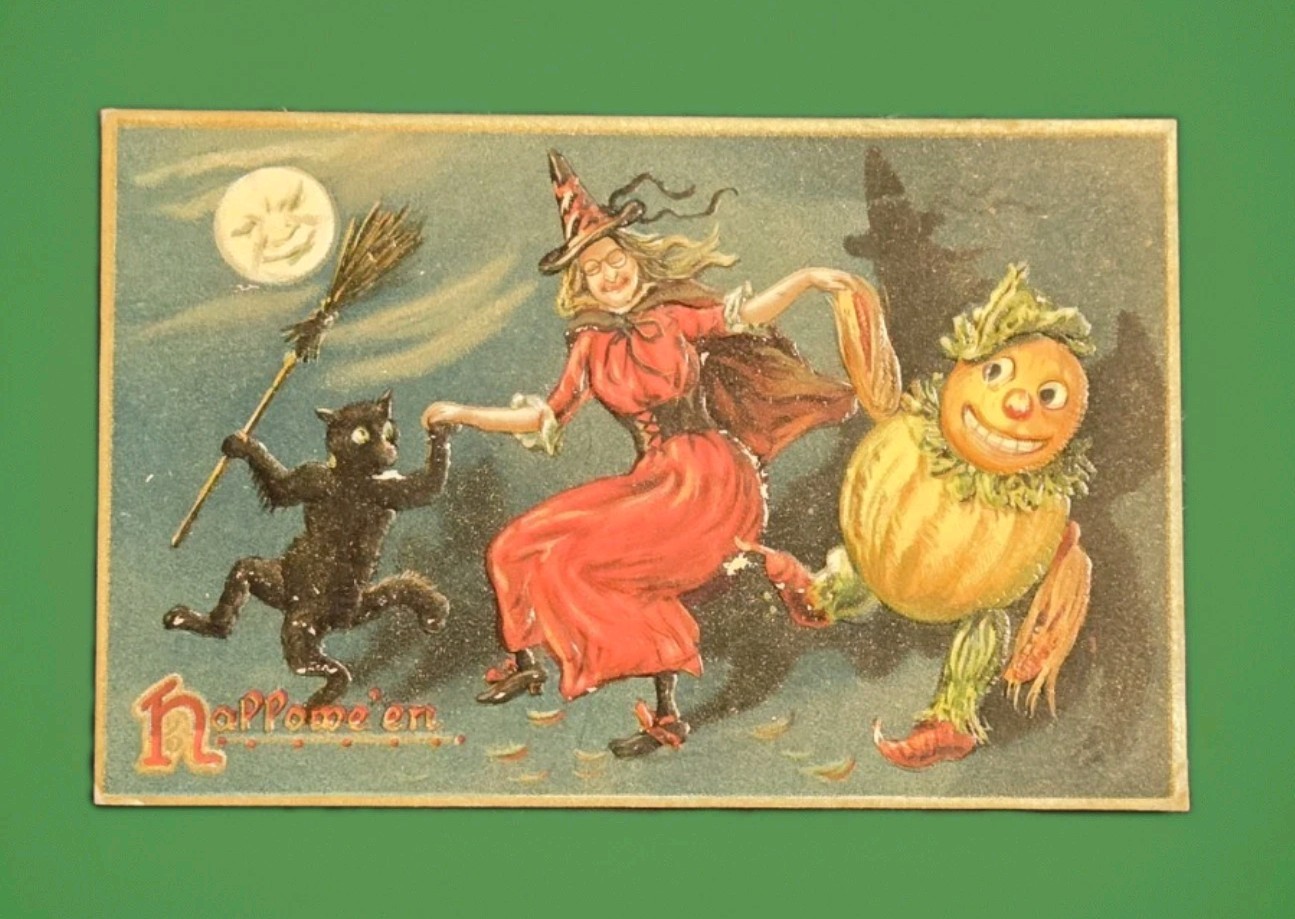 Vintage TUCK'S Halloween Postcard No.150 Children Dunking for Apples JOL 1908