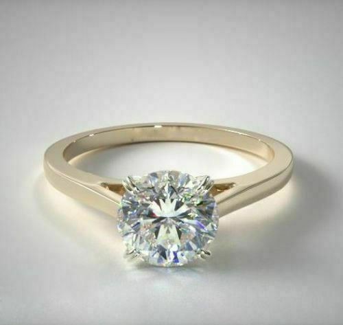14K Yellow Gold 1.5Ct Round Lab-Created Diamond Women\'s Classic Anniversary Ring
