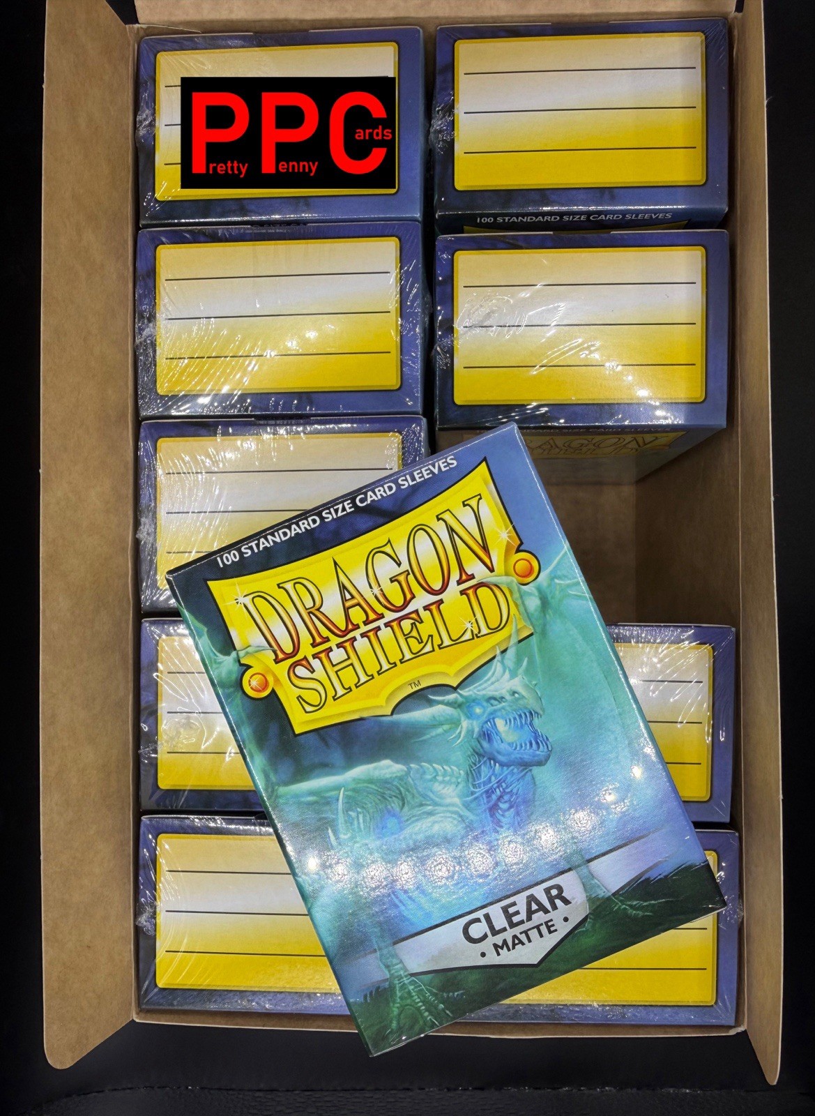 Dragon Shield Clear Matte Display - 10 Boxes Of 100 Protective Sleeves Dragon Shield Clear Matte Display - 10 Boxes Of 100 Protective Sleeves