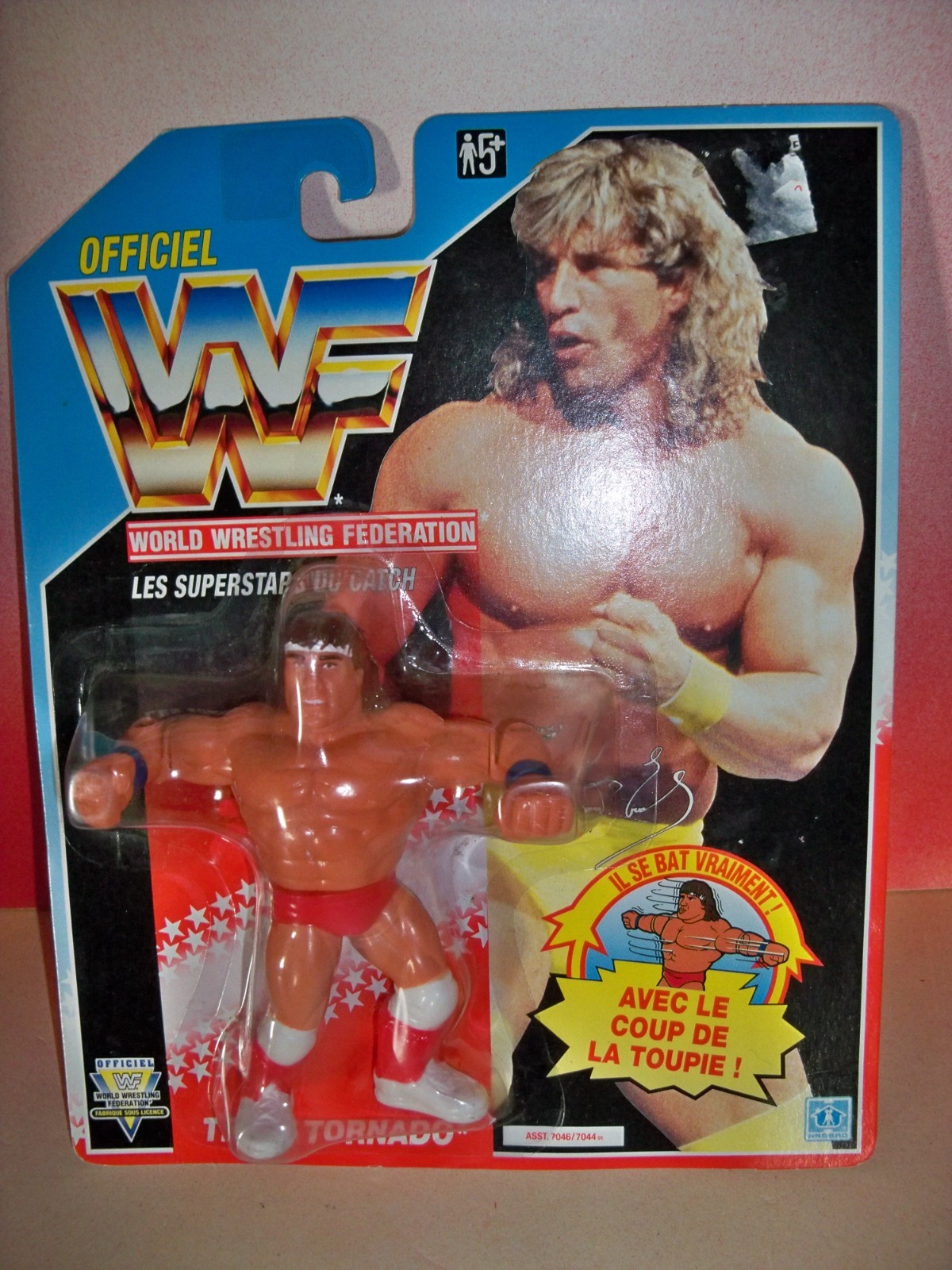 RARE WWF Hasbro Texas Tornado Kerry Von Erich SEALED French Card WWE Wrestling