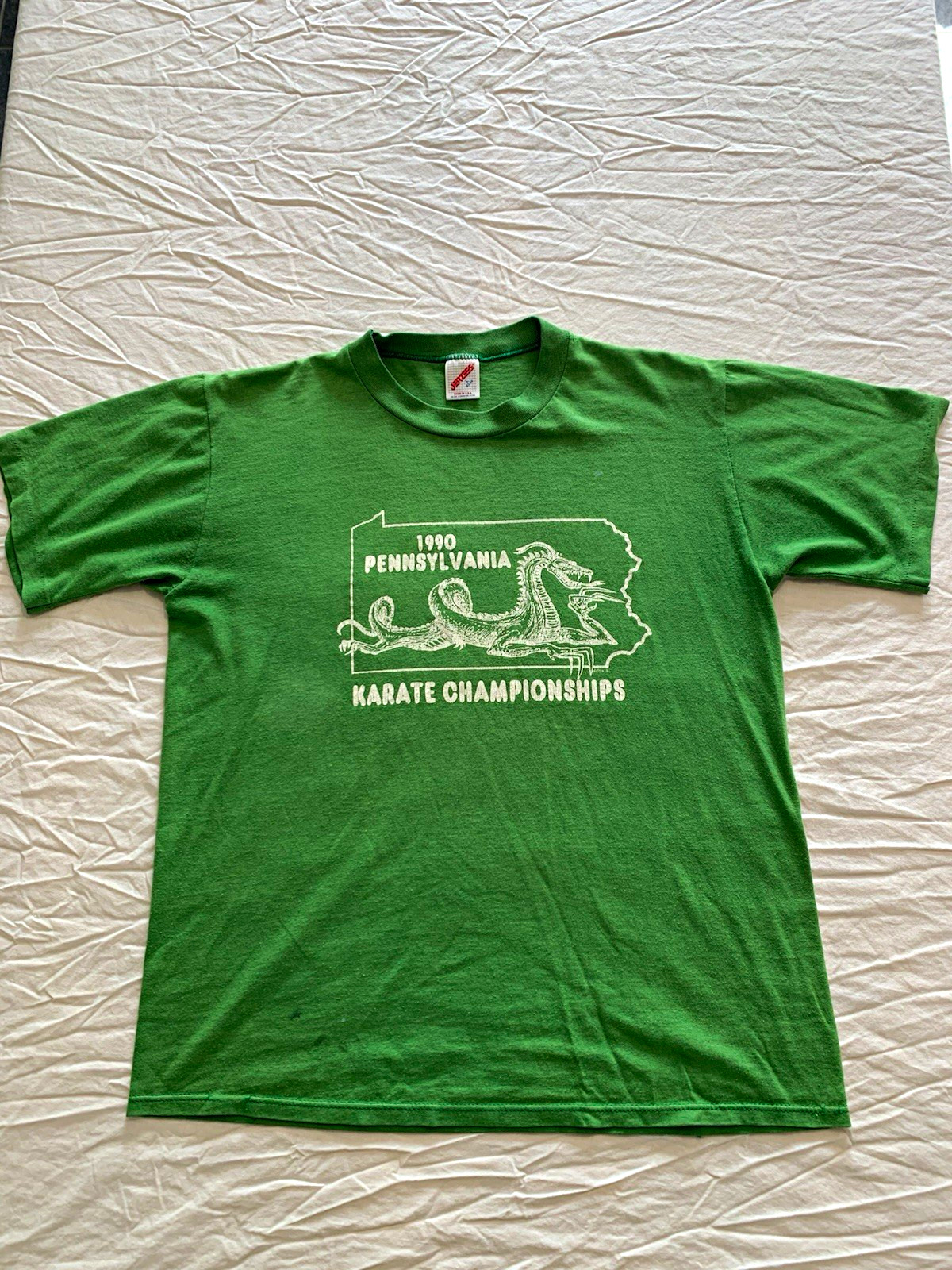 Jerzees Vintage 1990s Pennsylvania Karate Championships Graphic T-Shirt Green L