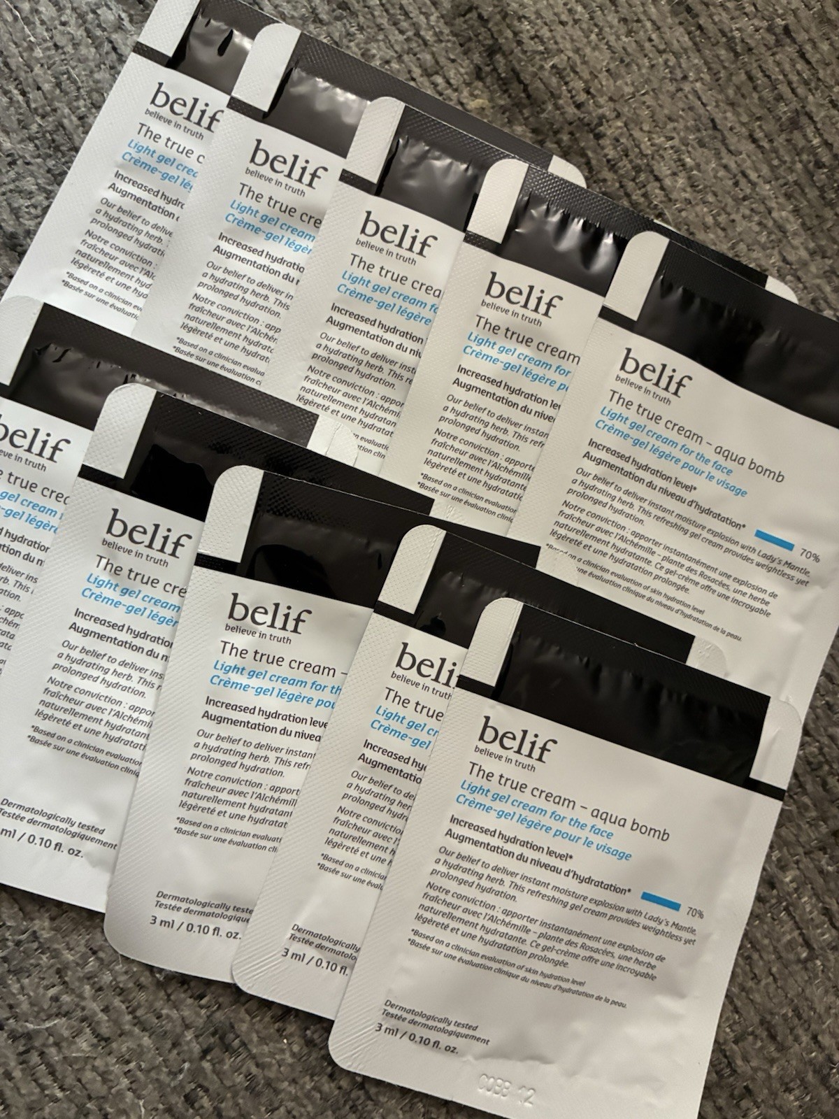 10 x Belif The True Cream Aqua Bomb Moisturizer Sample 3ml / 0.1oz Each 10 x Belif The True Cream Aqua Bomb Moisturizer Sample 3ml / 0.1oz Each