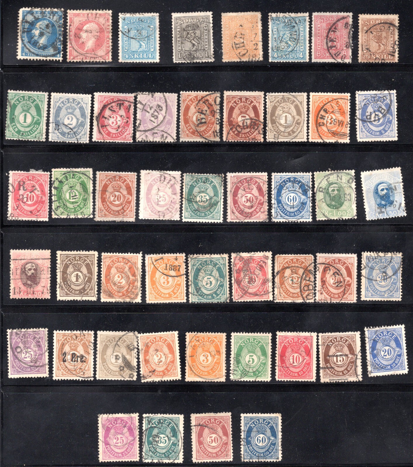 Norway 1856-1890S Collection Of 49 Early Classics To 24S. Of Second Set